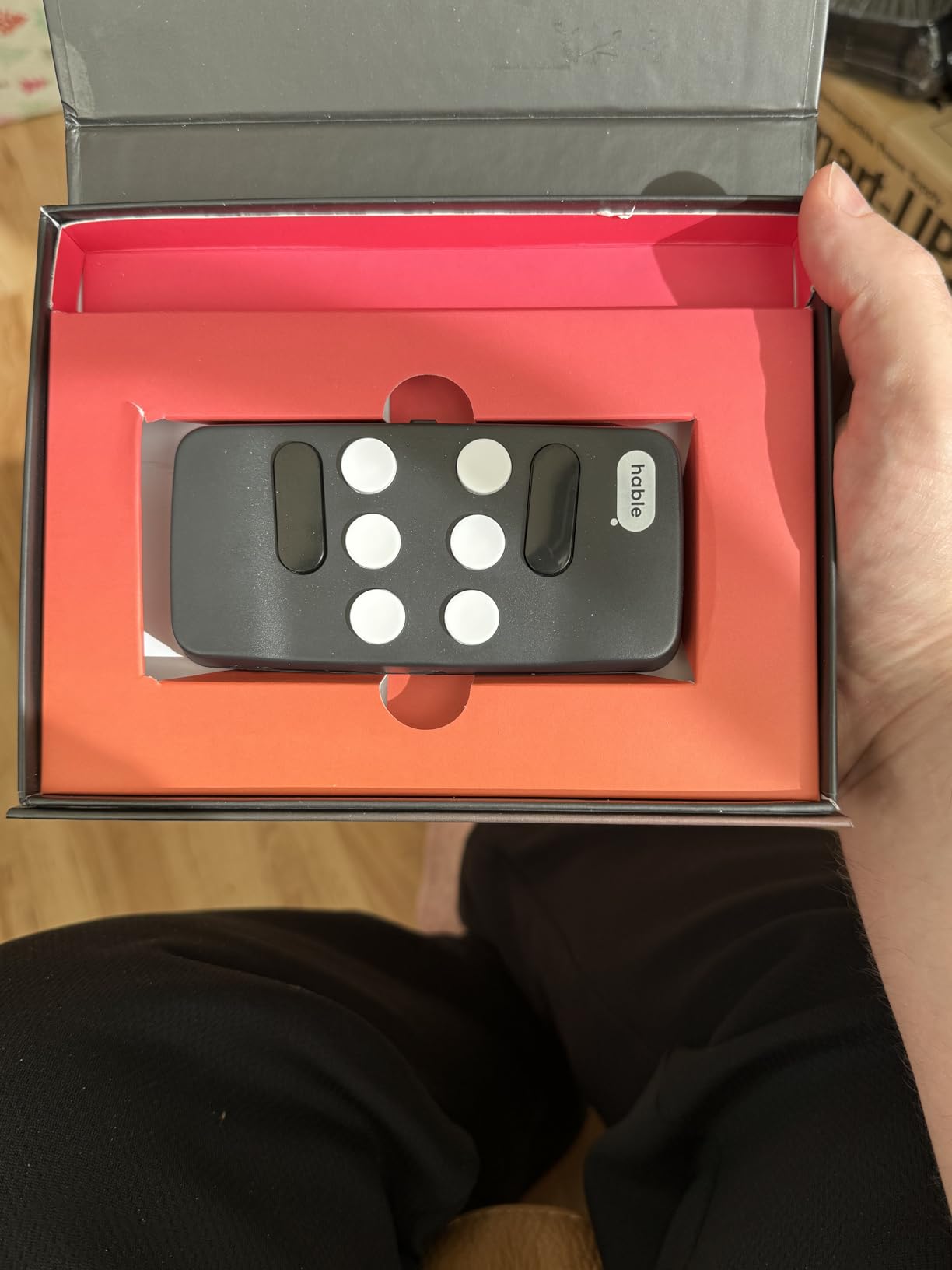 Hable One Portable Braille Keyboard for Smartphones and Tablets | Wireless Bluetooth Adaptive Keyboard for Visually Impaired Users, Compact Typing Device with 8 Tactile Buttons, Rechargeable customer photo 1