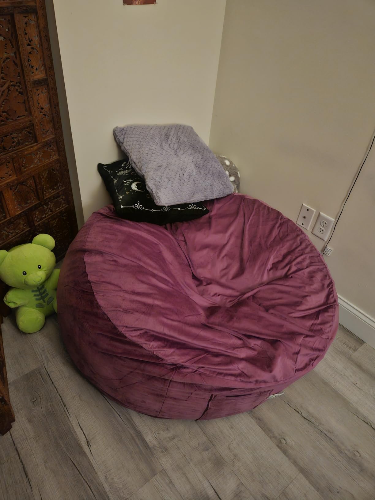 3 Feet Bean Bag Chair - BeanBag Chairs for Adults, Living Room Furniture Sofa with Soft Micro Fiber Cover, Round Fluffy Couch for Bedroom College Dorm - Grey customer photo 1
