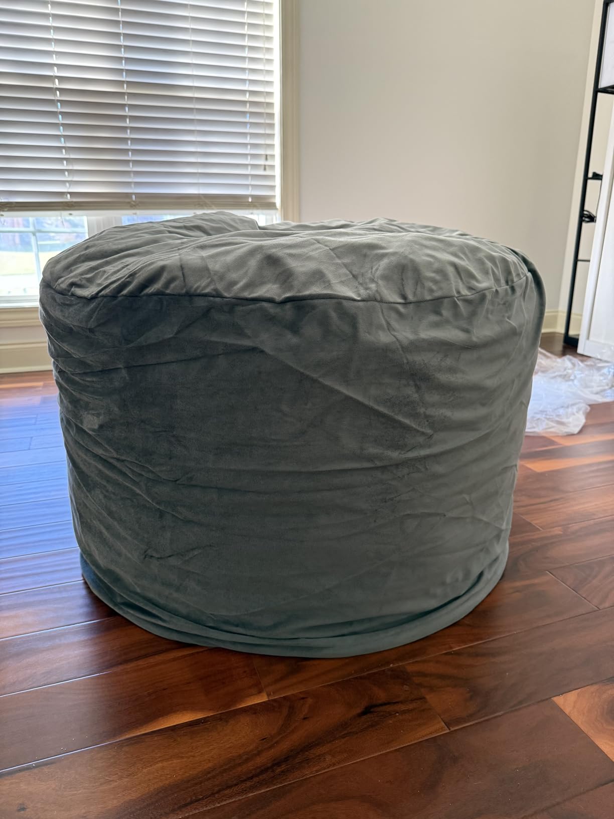 3 Feet Bean Bag Chair - BeanBag Chairs for Adults, Living Room Furniture Sofa with Soft Micro Fiber Cover, Round Fluffy Couch for Bedroom College Dorm - Grey customer photo 2