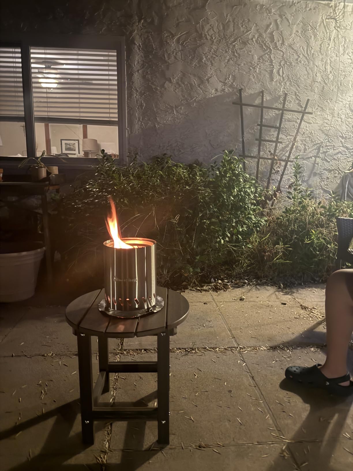 AmazStove 9.7 x 7.1 Inch Tabletop Fire Pit, Low Smoke Camping Stove for Outdoor Safe Burning Firepits, Fueled Pellets or Wood, Travel Bag Included (Silver, 9.7 x 7.1 INCH) customer photo 1
