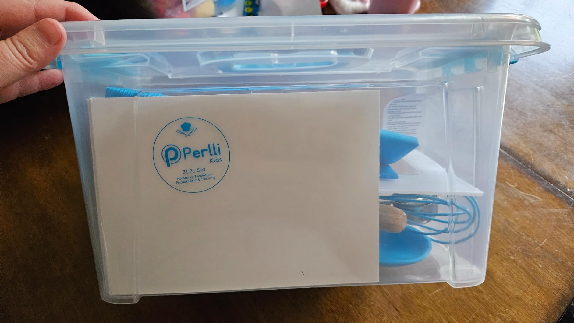PERLLI Kids Real Cooking and Baking Supplies Gift Set with Case (Blue) | 31 Piece Montessori Junior Chef Kitchen Set with Toddler Utensils, Kids Knife Set for Fine Motor Skills for Children Ages 6+ customer photo 2