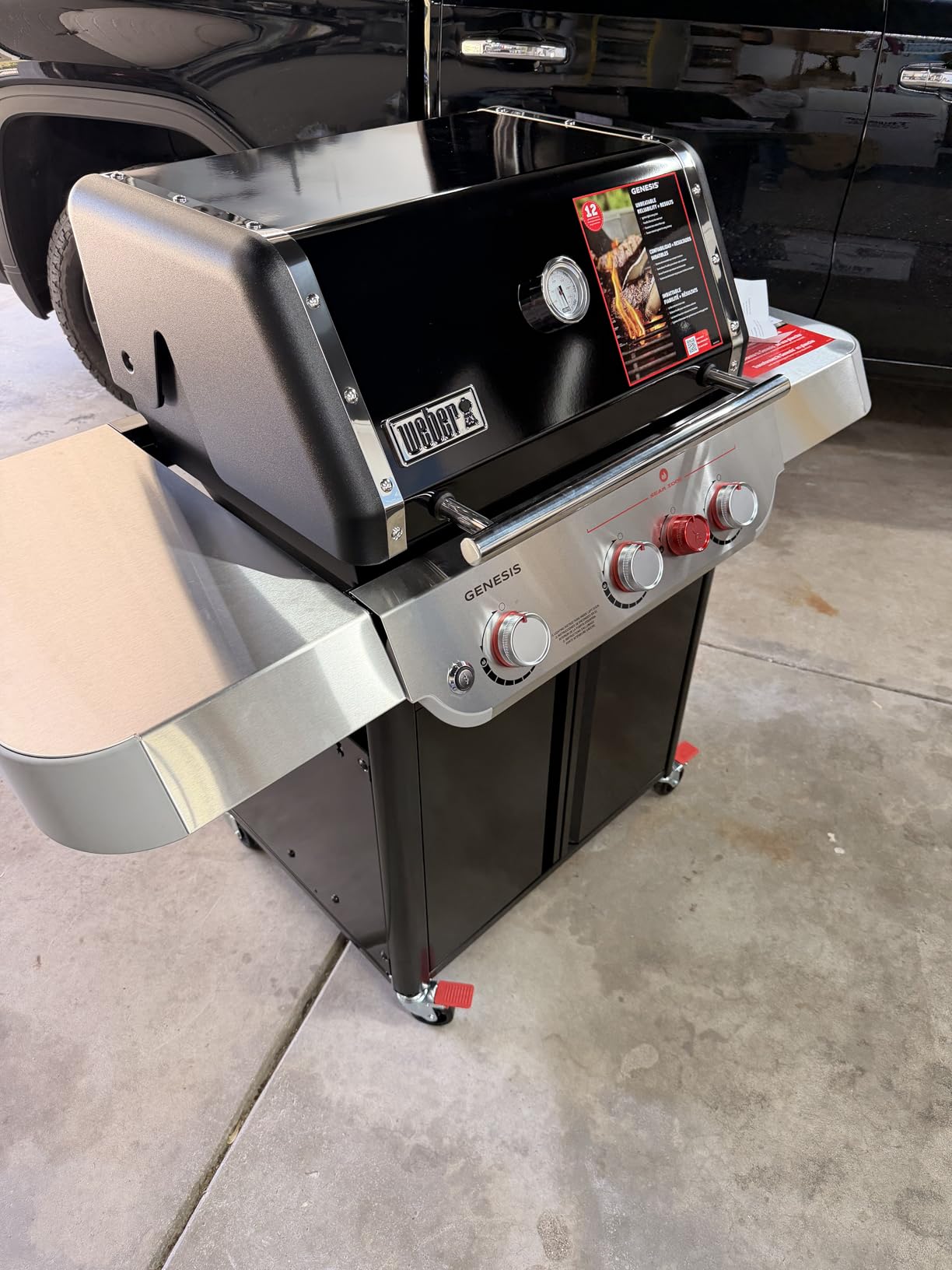 Weber Genesis E-325 Gas Grill, Propane Grill, Black | 3 PureBlu Burners, XL Sear Zone, Porcelain-Enameled Cast-Iron Grates, Stainless-Steel Side Tables, BBQ Grill customer photo 2