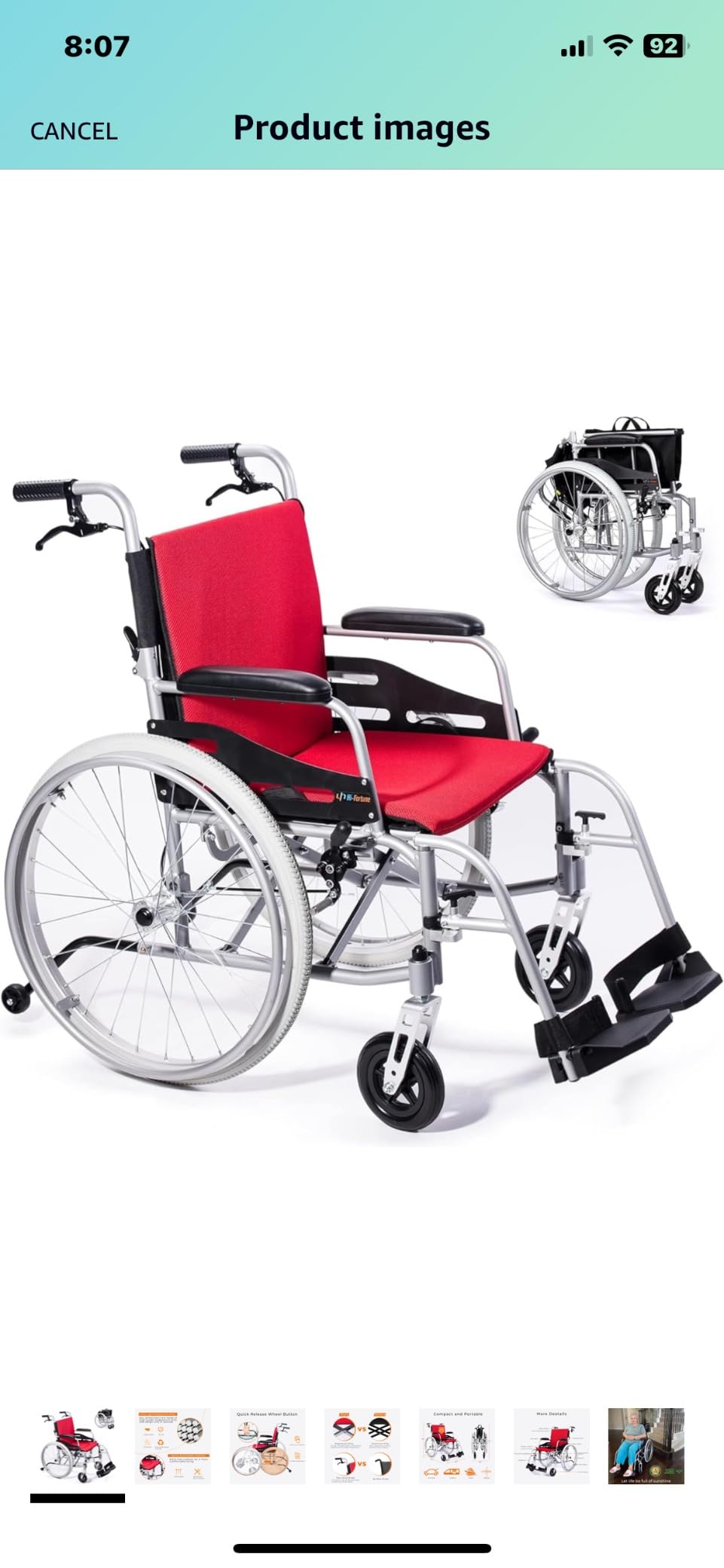SUMELL Magnesium Lightweight Wheelchair - FSA HSA Eligible 21lbs Self propelled Chair with Travel Bag and Cushion, Portable and Folding 17.5