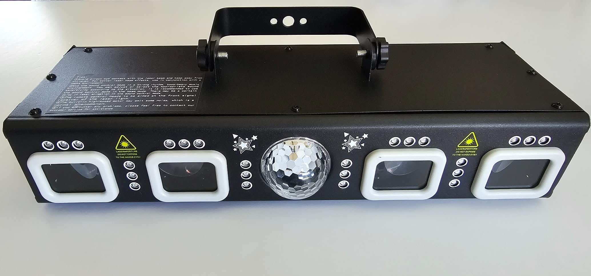 KeoBin 6-in-1 DJ Light with Stand, RGBW Disco Lights, Strobes, Laser Light | Disco Ball Lights, Wide Laser Beams, RGBW+UV Strobes, DMX512, Remote and Music Sync for Parties, DJ Gig and Stage Laser Show customer photo 1