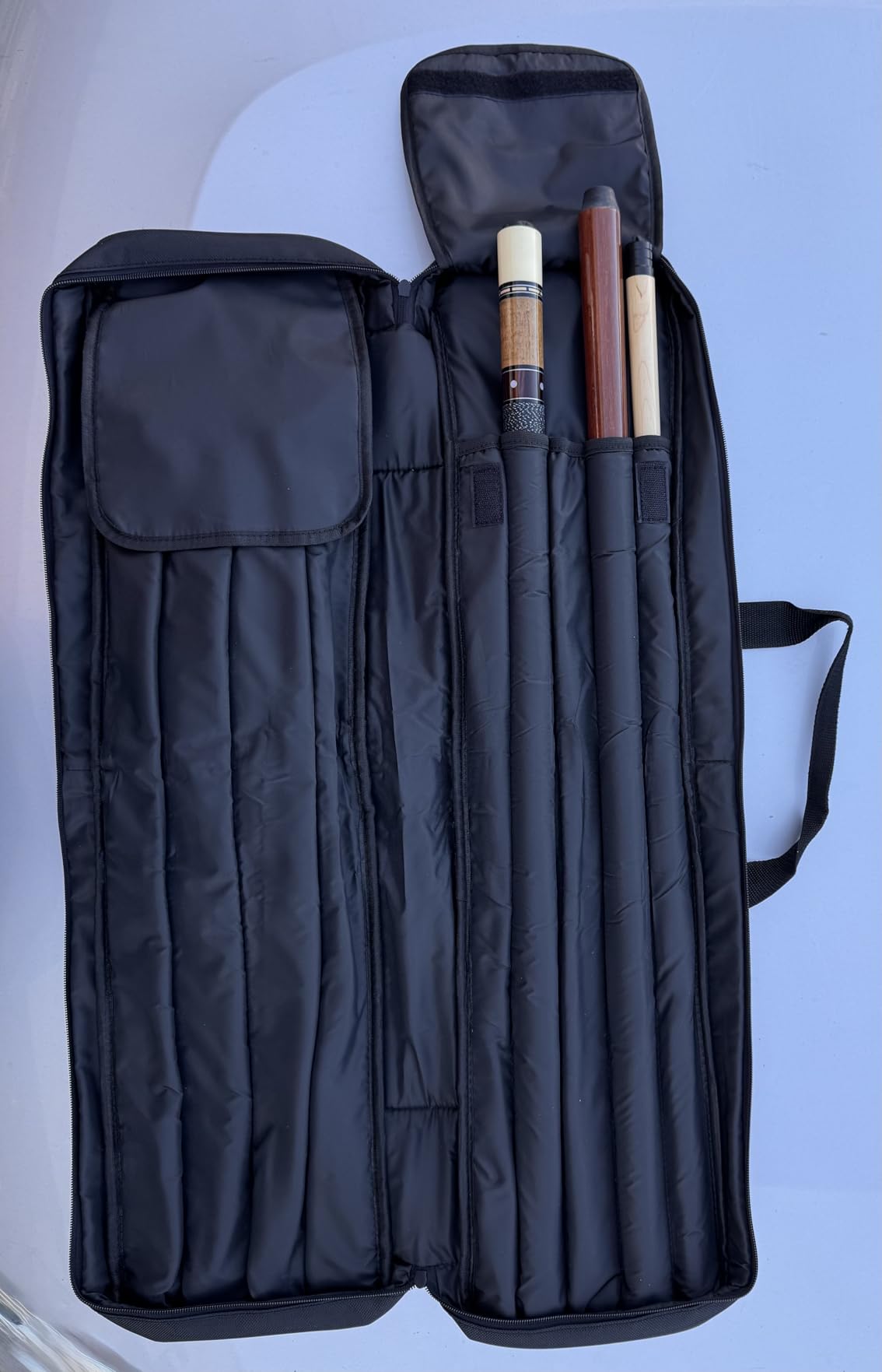 Pool Cue Case 4x5, Pool Stick Case for 4 Butts and 5 Shafts | Soft Padded Separate Pouches for Pool Cue, Multiple Accessory Pockets, Backpack-straps and Carry Handle, Sturdy and Durable customer photo 2