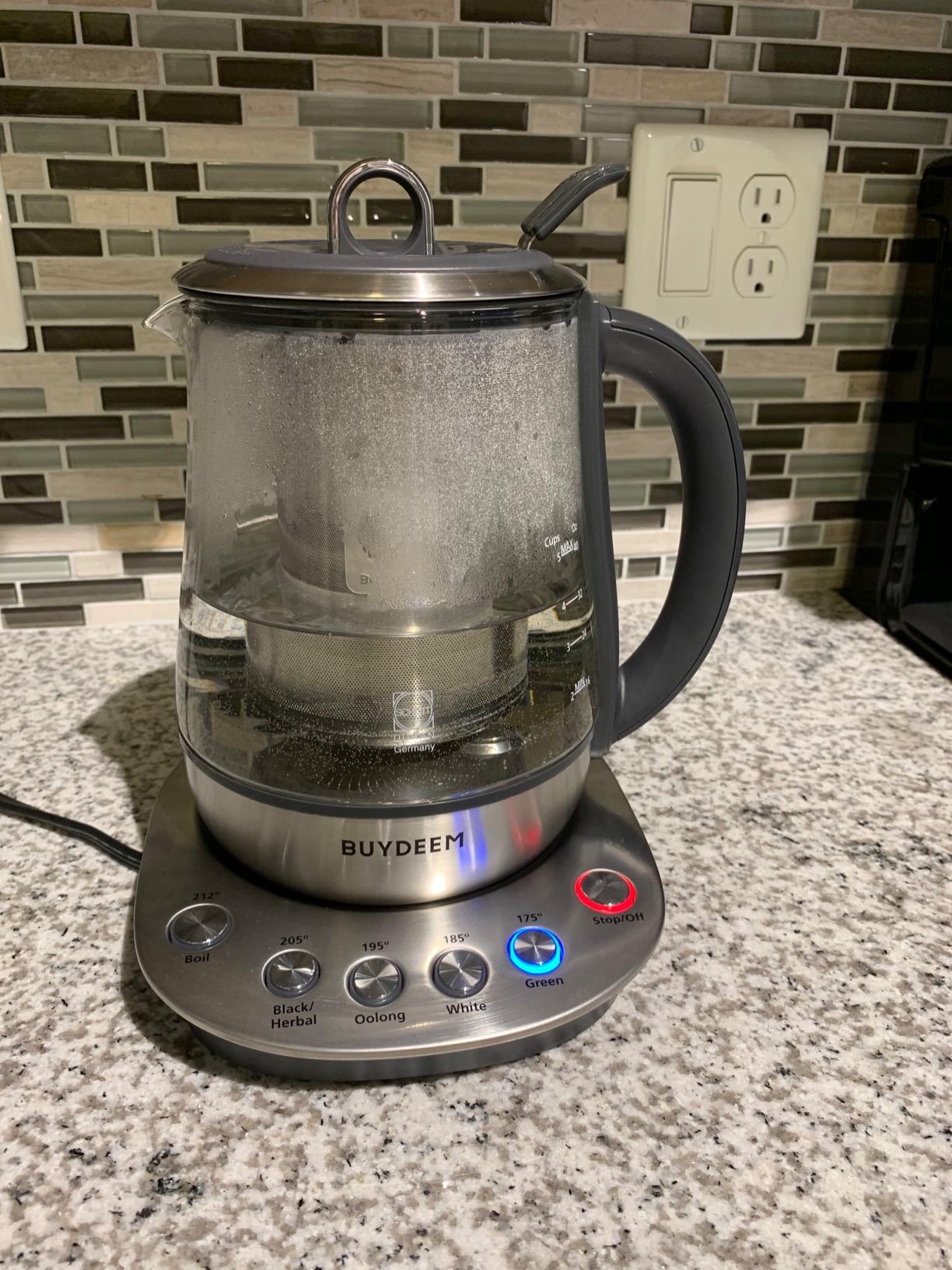BUYDEEM B156 Tea Maker, Electric Kettle for Tea and Coffee Brewing, 1.6Qt | 6 Brew Strength Selection for Extracting, 4 Temperature Settings, Boil Dry Protection, 2 Hours Auto Keep Warm, Oat White customer photo 2