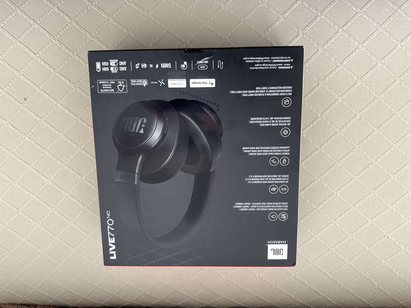 JBL Live 770NC - Wireless Over-Ear Headphones with True Adaptive Noise Cancelling with Smart Ambient, Up to 65 Hours of Battery Life, Comfort-fit Fabric Headband & Carrying Pouch (Blue) customer photo 1