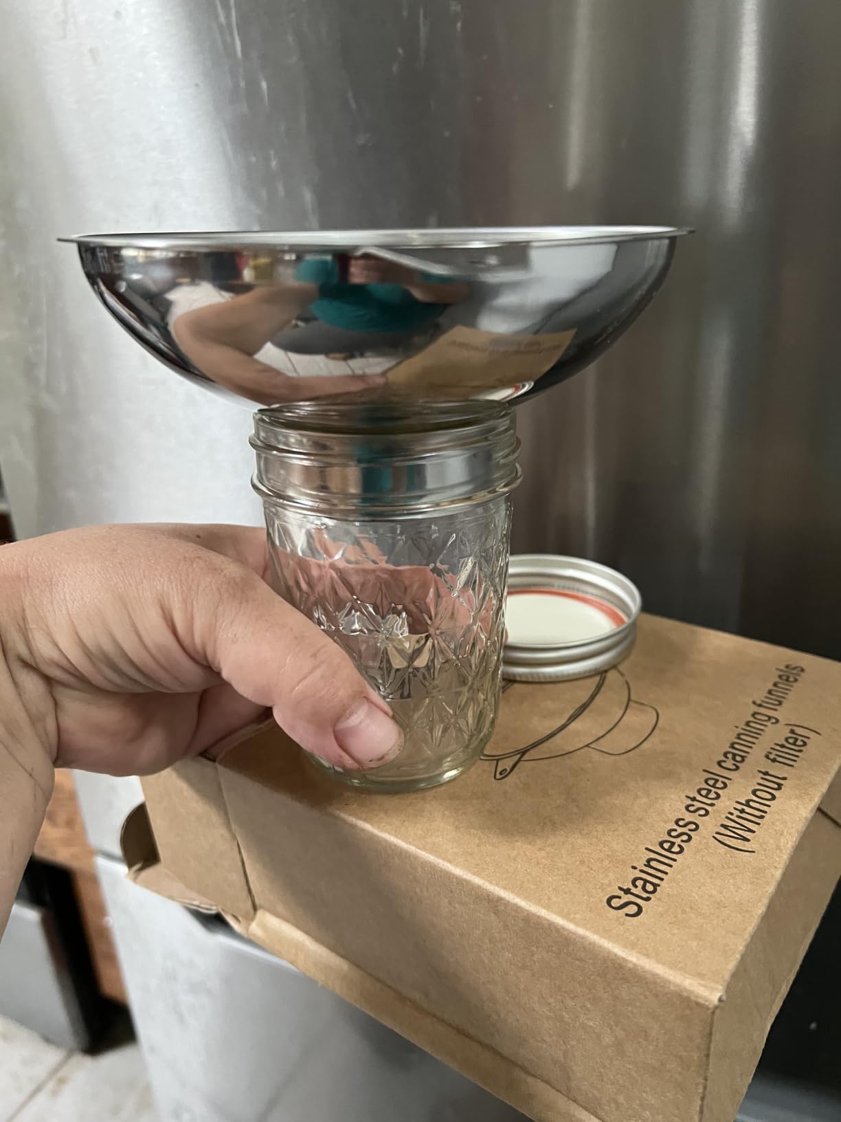 Serinar 5.7 in X 2.26 in Caliber Stainless Steel Canning Funnel for Regular Caliber Mason Jars - Kitchen Filling Funnel (Without Filter) customer photo 1