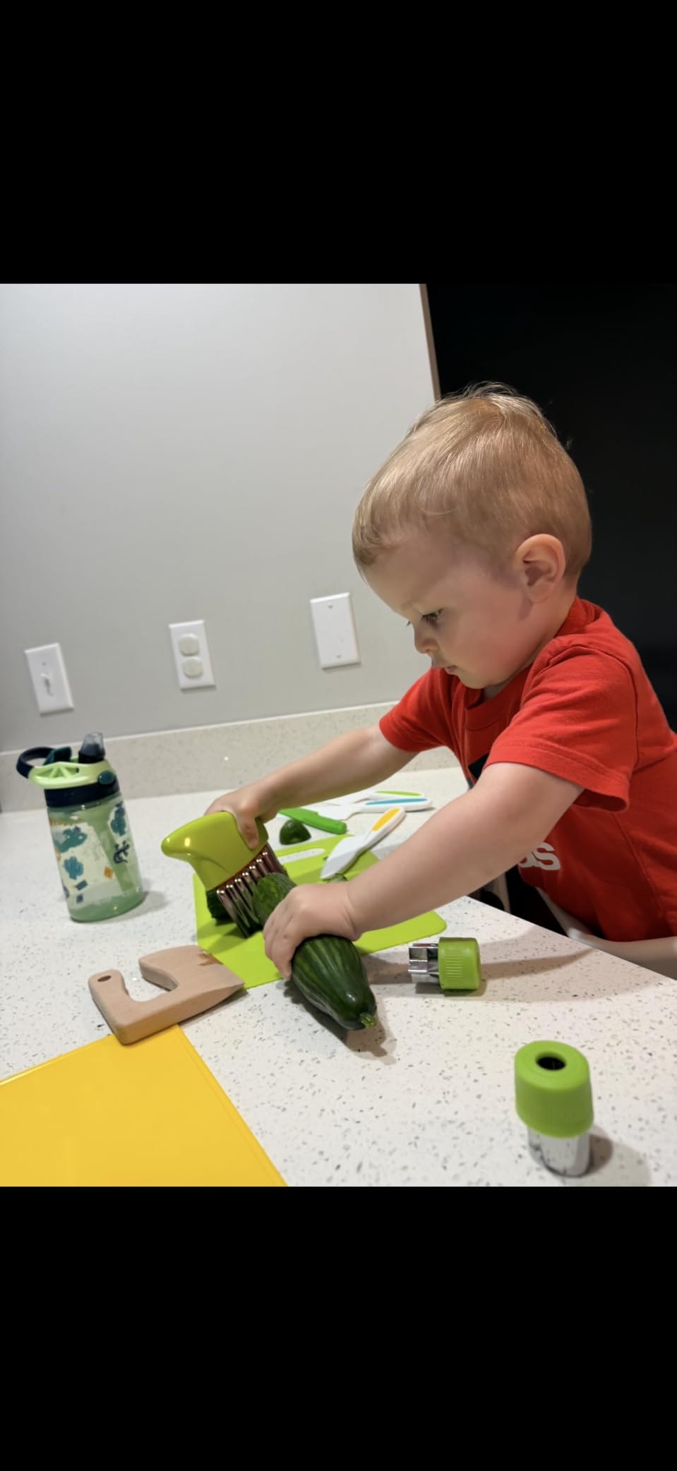 13 Pieces Montessori Kitchen Toys for Toddlers-Kids Cooking Sets Real-Toddler Toys Set for Real Cooking with Plastic Children Safe Knives Crinkle Cutter Kids Cutting Board customer photo 2
