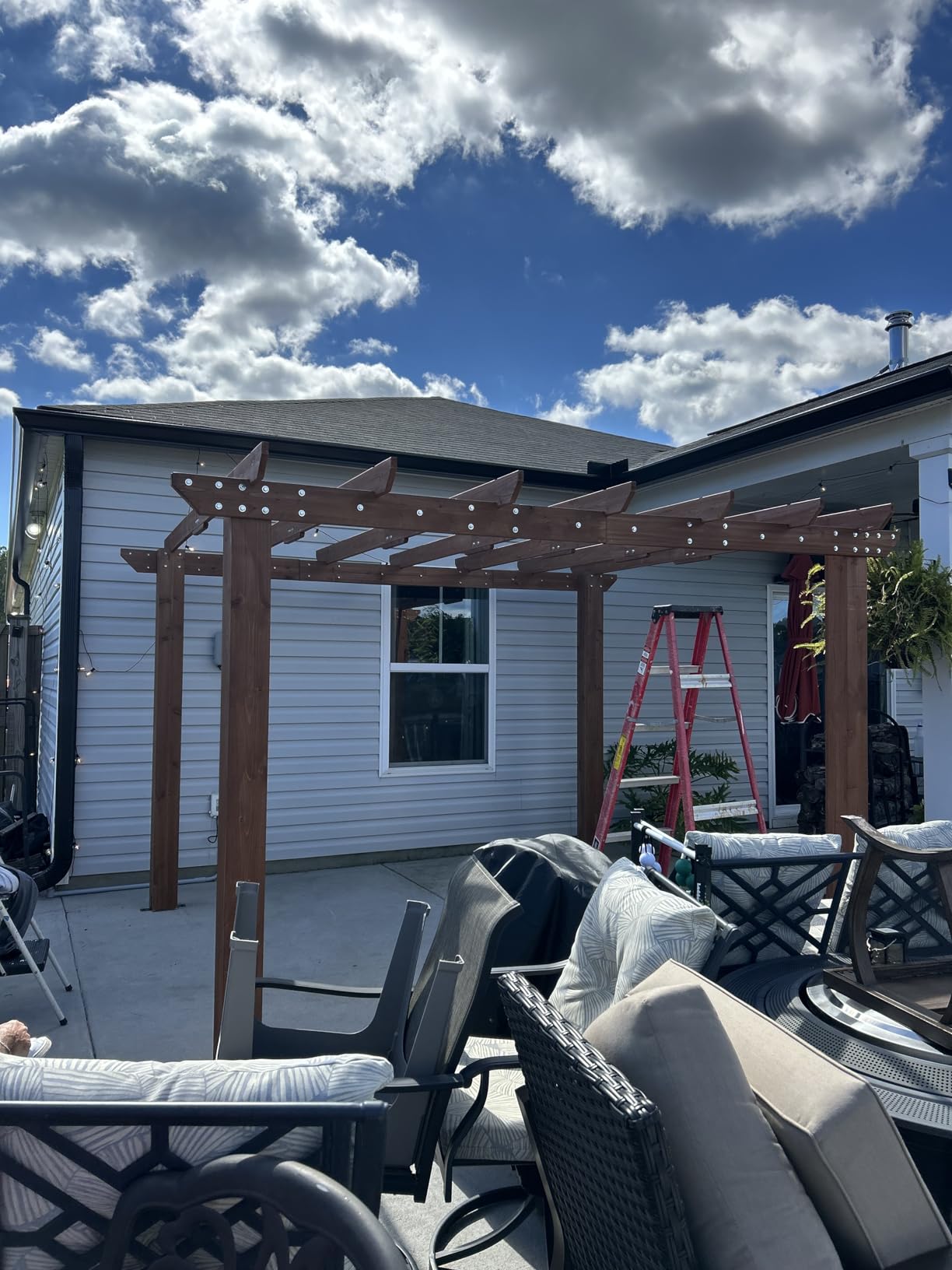 MUPATER 10x12 FT All Cedar Wooden Pergola, Kit with Stakes, Quality Supported Structure, Snow and Wind Supported, Outdoor Pergola with Cedar Framed for Backyard, Deck, Lawn customer photo 1