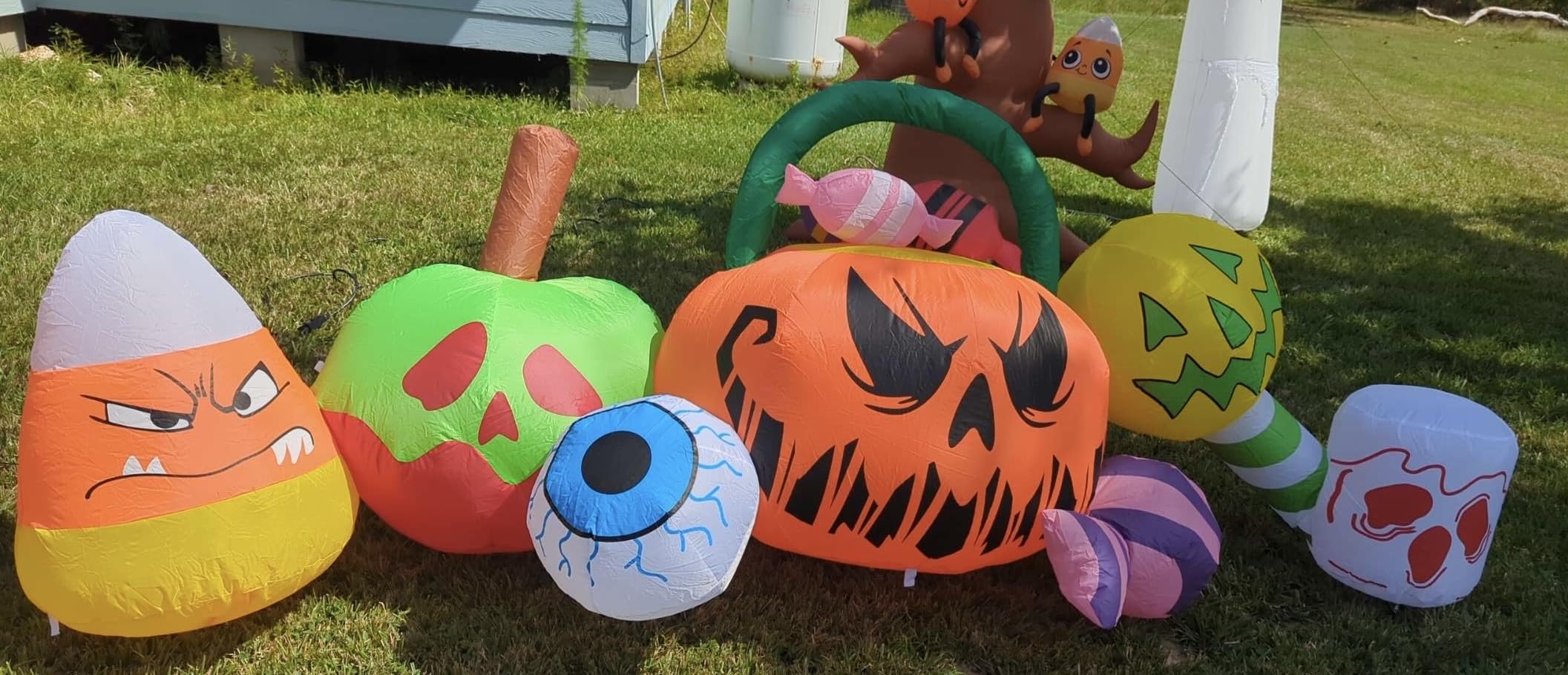 10 FT Halloween Inflatable Blow up Outdoor Decorations Pumpkin Ghost Combo, Halloween Decorations Outdoor Inflatable Bow Up Pumpkin Decoration Outdoor with LED Inflatable Halloween for Yard Garden customer photo 2