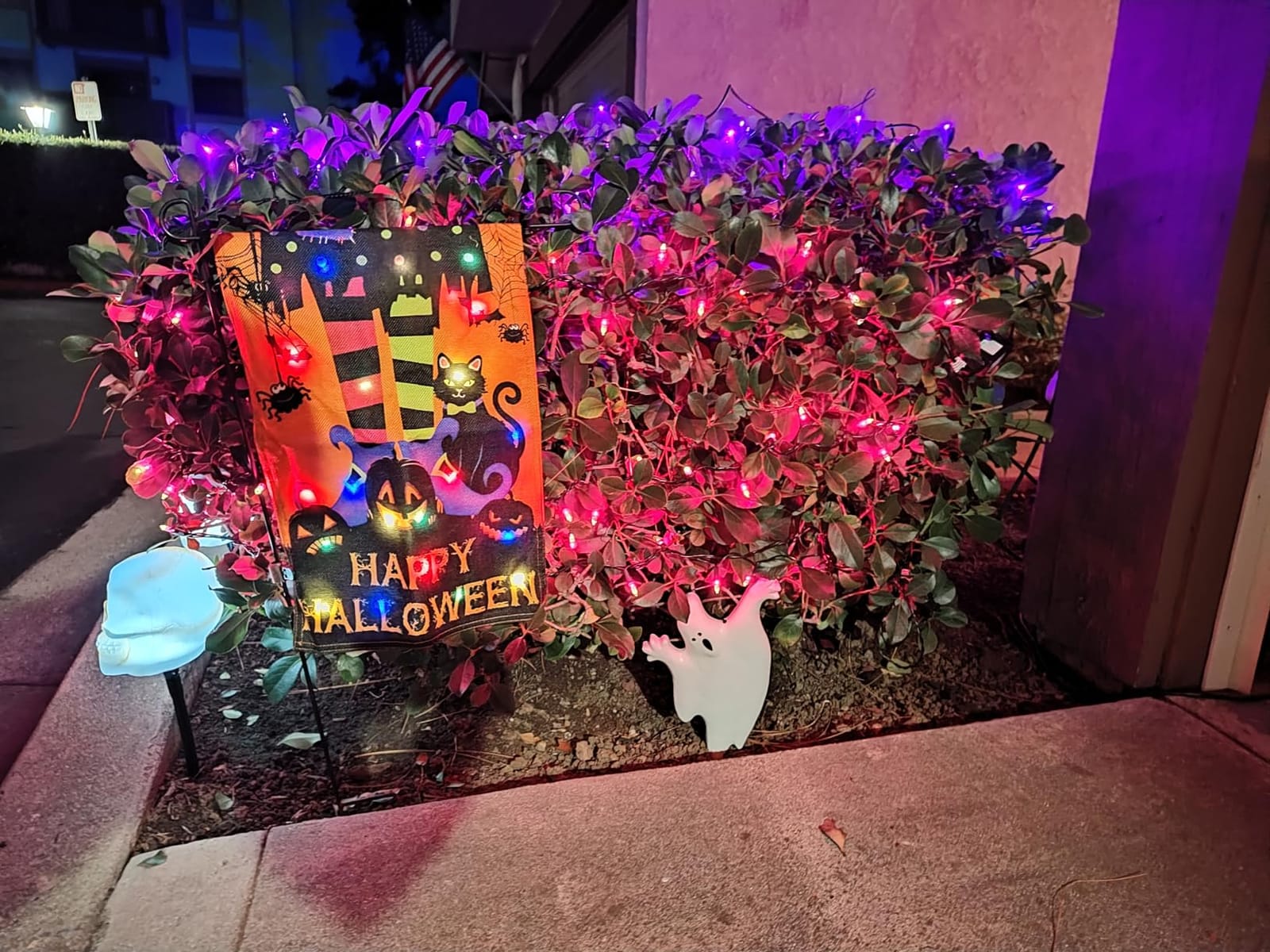 Halloween Lighted Garden Flag, Witch Feet Yard Decor, 12x18 In | Solar Powered, 8 Modes, Double Sided, Witch Legs, Cauldron Decor, Halloween Outdoor Decorations, Porch Yard Lawn Decor customer photo 2