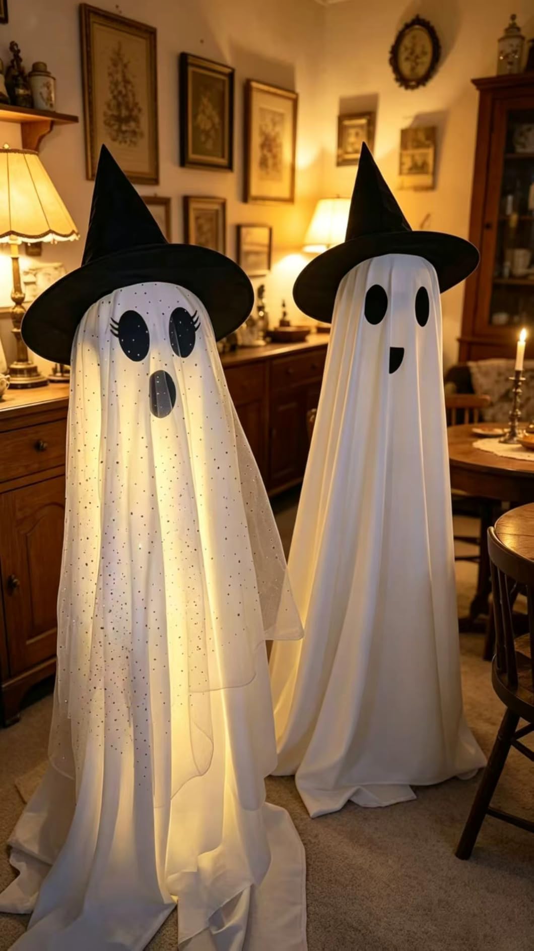 2Packs Halloween Decorations Outdoor, Halloweens Party Decoration Indoor, Spooky Ghost with Remote Control String Lights, Halloween-Ghost Lights for Porches Yards Gardens Lawn customer photo 1