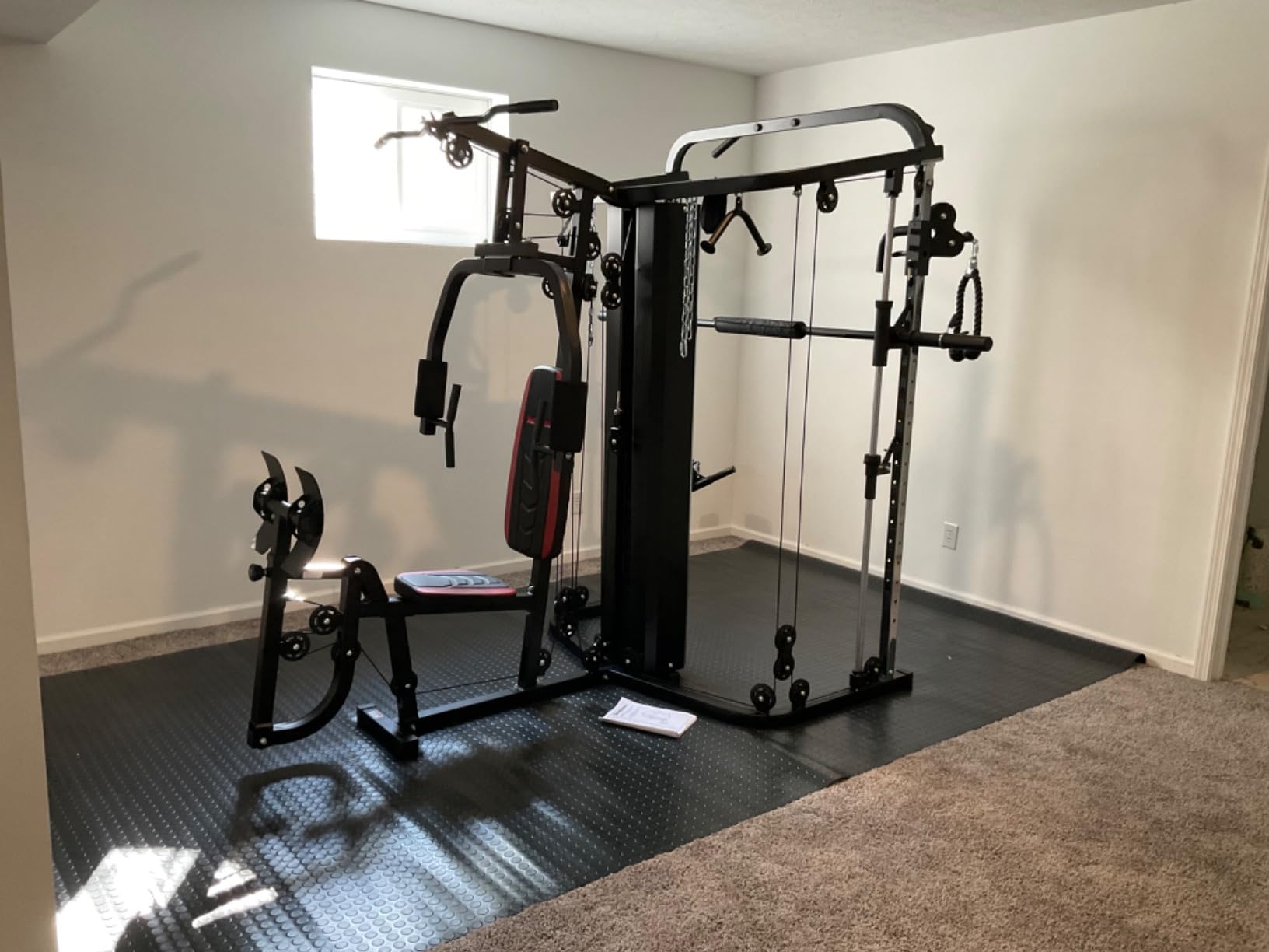 SunHome Multifunction Home Gym Equipment Workout Station, Smith Machine with 138LB Weight Stack, Leg Press, LAT Station for Full Body Training customer photo 2