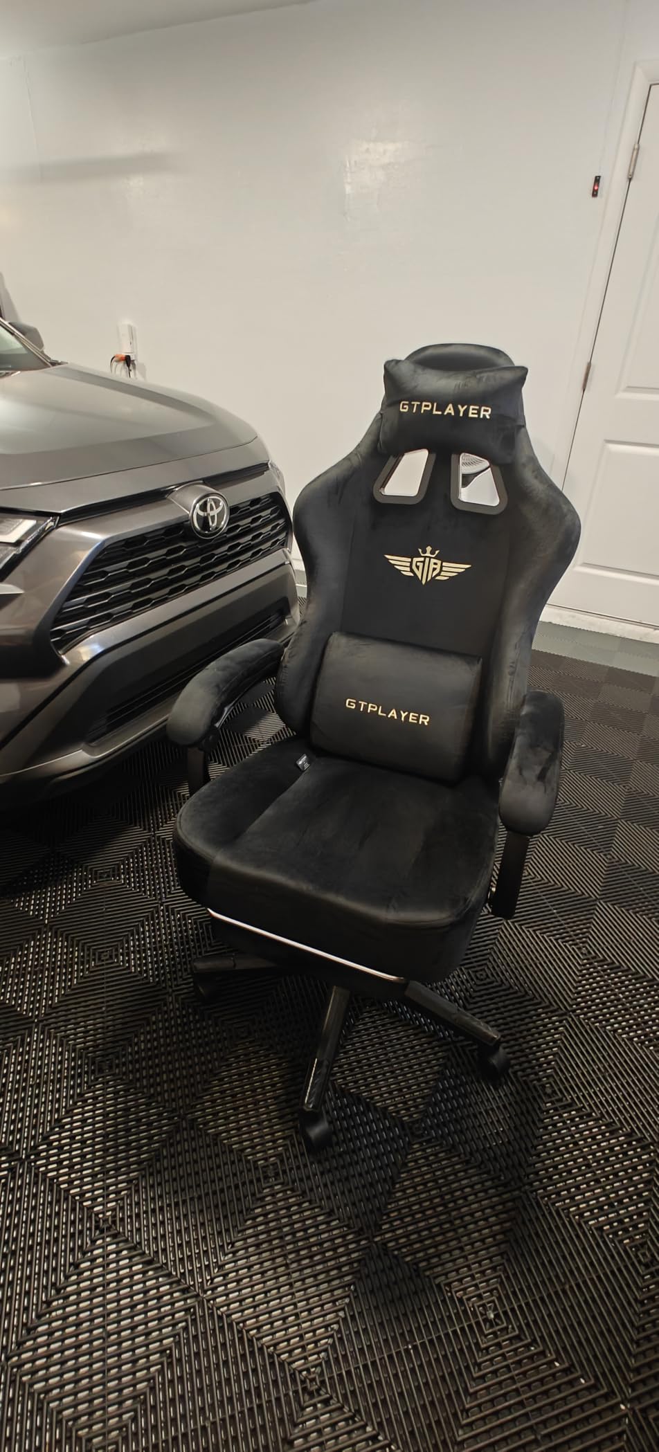 GTPLAYER Big and Tall Gaming Chair Fabric with Pocket Spring Cushion, High Back Ergonomic Computer Chair with Footrest for Adults Lumbar Support Swivel Game Chair for Office Gaming 350LBS, Black customer photo 1