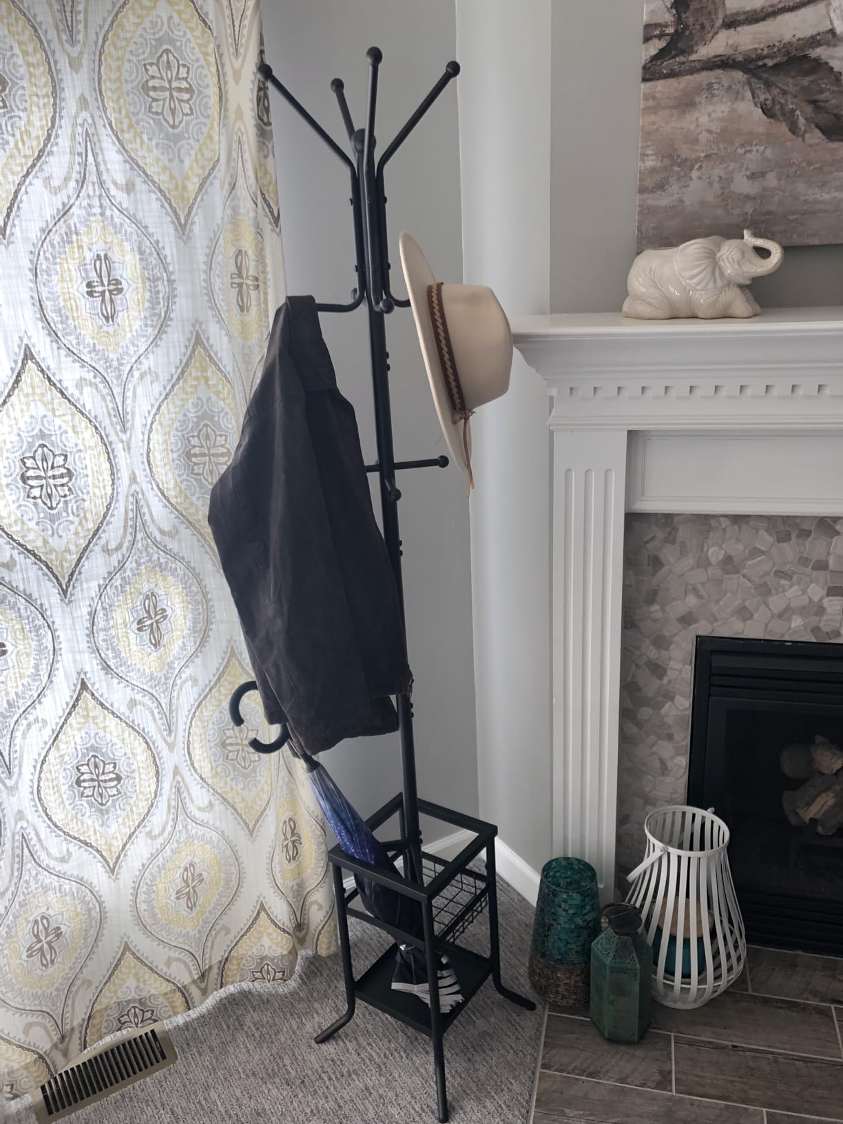 Yoobure Coat Rack Freestanding - Coat Tree with Umbrella Holder, Metal Coat Rack Stand with 12 Hooks, Modern Coat Hanger Stand for Entryway, Purse Rack Hat Rack Stand for Living Room Bedroom Office customer photo 1