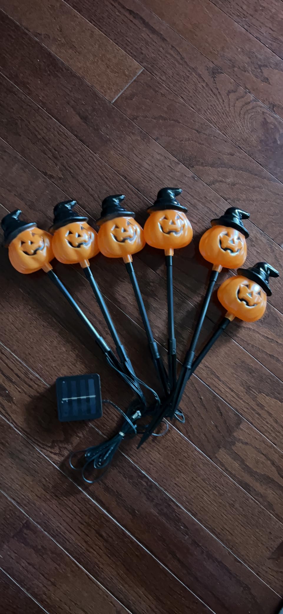 6 Pack Solar Jack O Lantern Stake String Lights - Orange Halloween Pathway Decor for Outdoor Halloween Yard Display customer photo 1