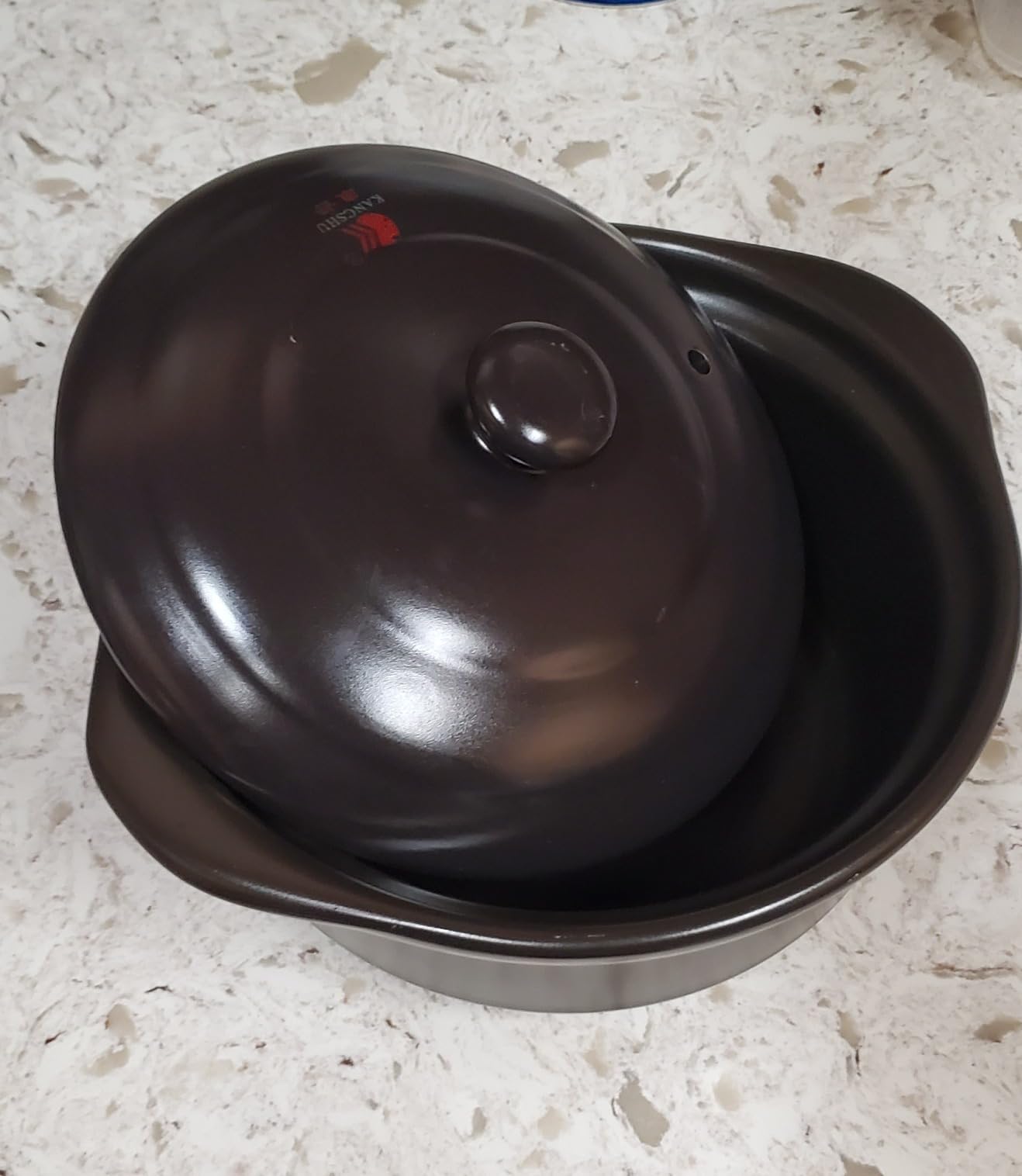 Ceramic Pots Casserole Soup Bowl with Lid Large Stock Clay Pot for Cooking (Black, 3.4 Quart) customer photo 2