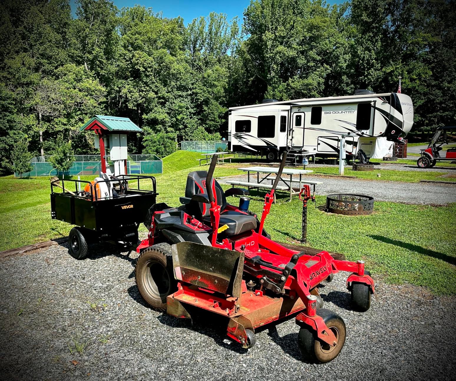 VEVOR ATV UTV Trailer Tow Behind Dump Cart | For Lawn Mower Tractor, Yard Garden Use, Hand-Pull or Foot-Step, Heavy Duty Steel Trailer with Removable Sides and 2 Tires customer photo 1
