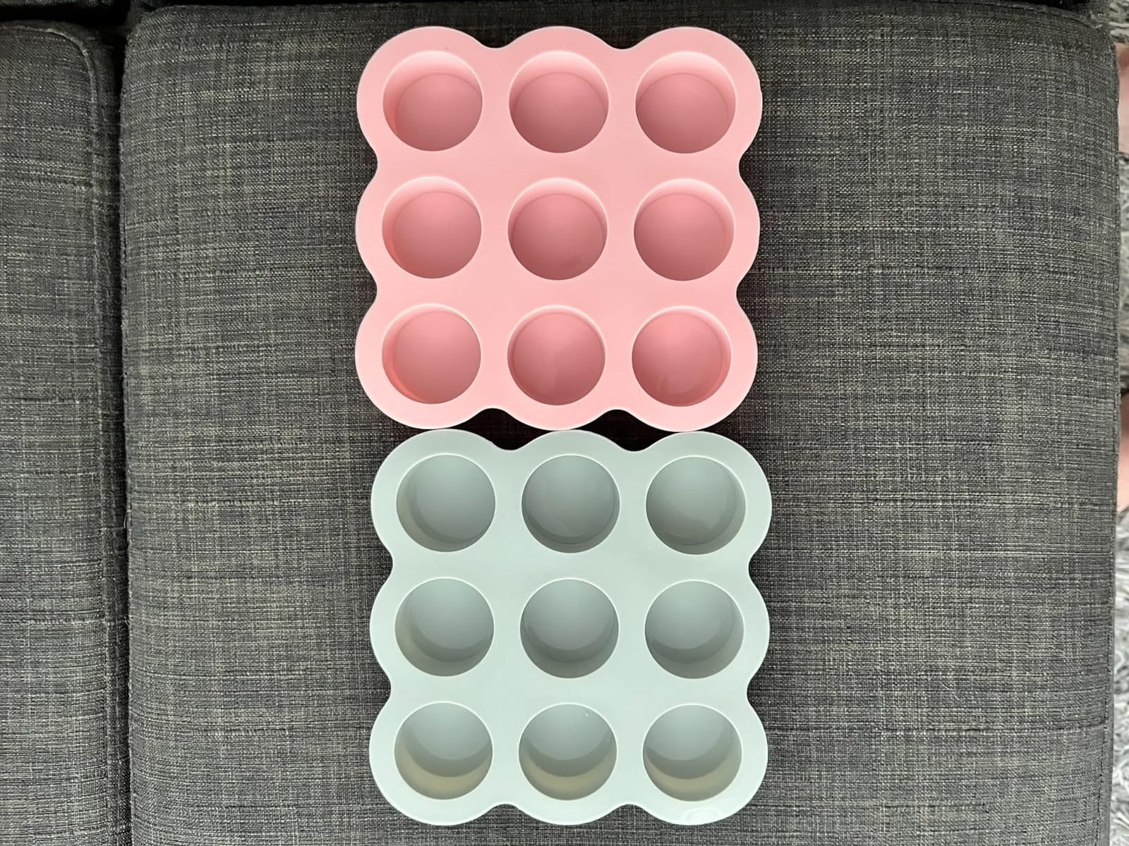 Silicone Egg Bite Molds- 4 Cups Air Fryer Egg Mold, Silicone Egg Molds Ideal For Muffins, Cakes, Pies, Breads (2 Pcs Red + Gray) customer photo 1