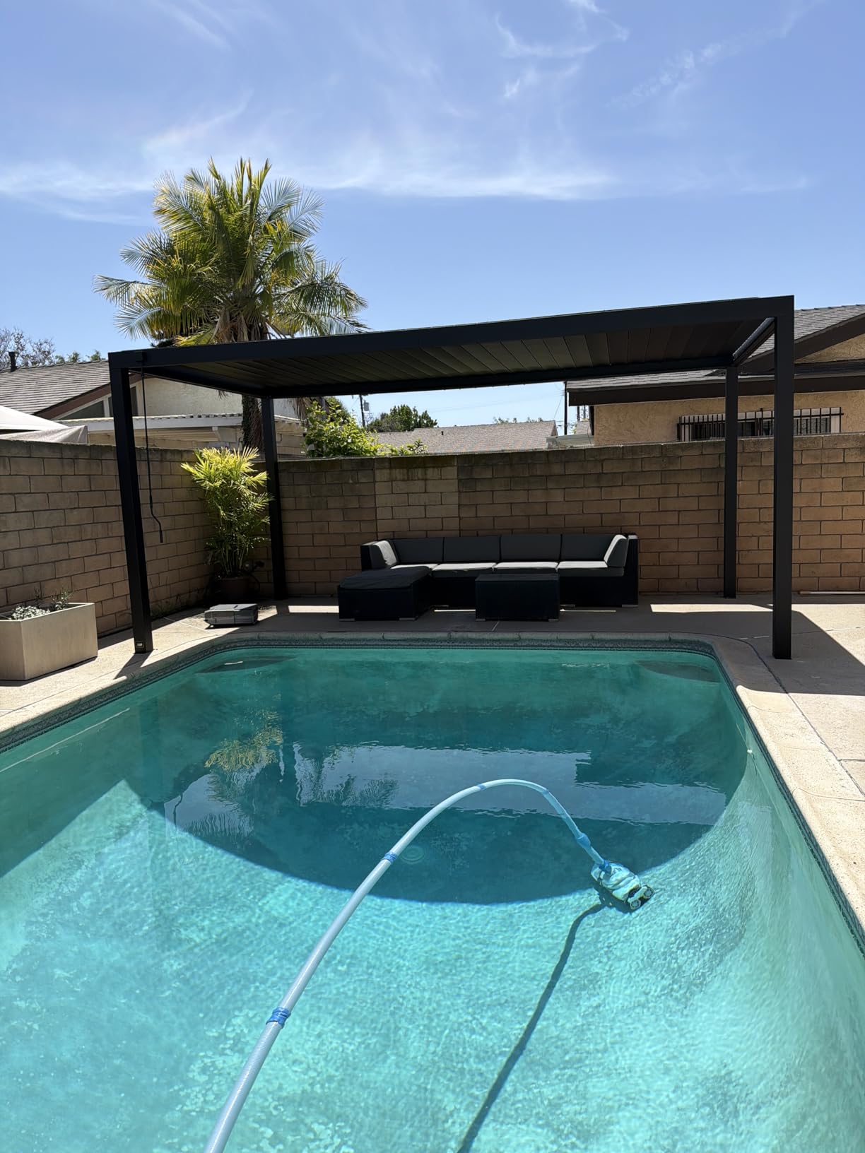 Backyard Discovery Sarasota 12' x 10' Galvanized Steel Louvered Pergola Kit with Adjustable Roof, Shade, Rain Protection, High-Wind Rating, Gutter System for Outdoor Patio, Garden, Deck, Entertaining customer photo 1