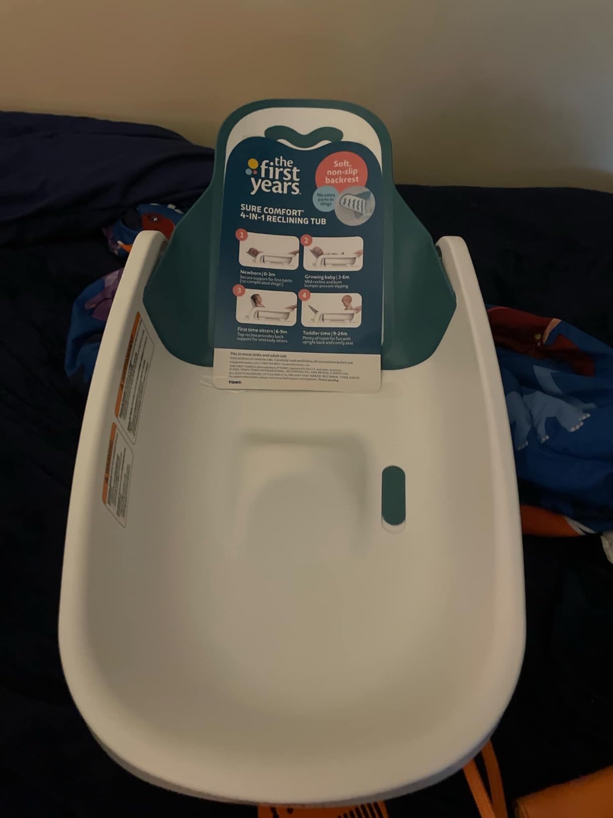 The First Years 4-in-1 Reclining Baby Bathtub - Grows-with-Baby Adjustable Bath Seat - Multi-Position Backrest for Newborn, Infant & Toddler Use - Ages 0-24 Months customer photo 1