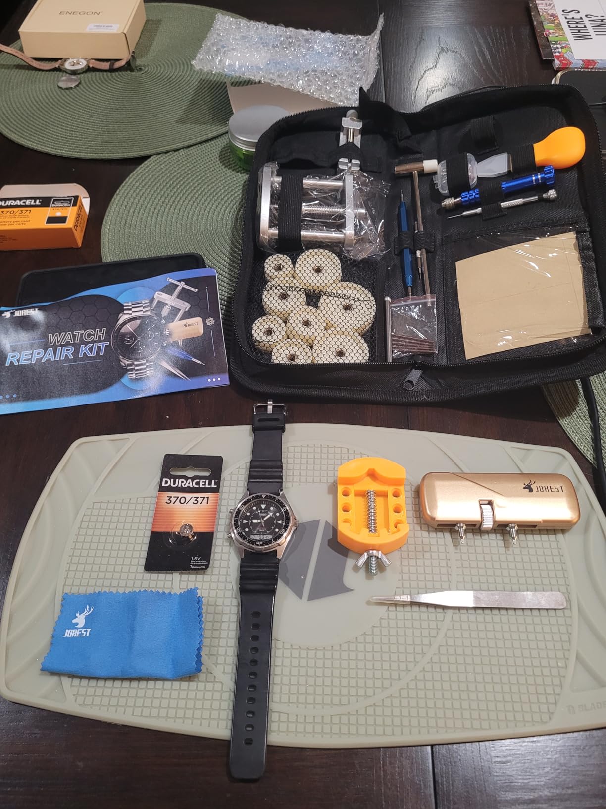 JOREST Watch Repair Kit + Watch Press Tool, Battery Replacement, Strap Adjustment, Wrench Opening Back Cover, Case Opener/Closer, Link Remover Sizing Bracelet, Screwdriver Band Pin Removal, Spring Bar customer photo 1
