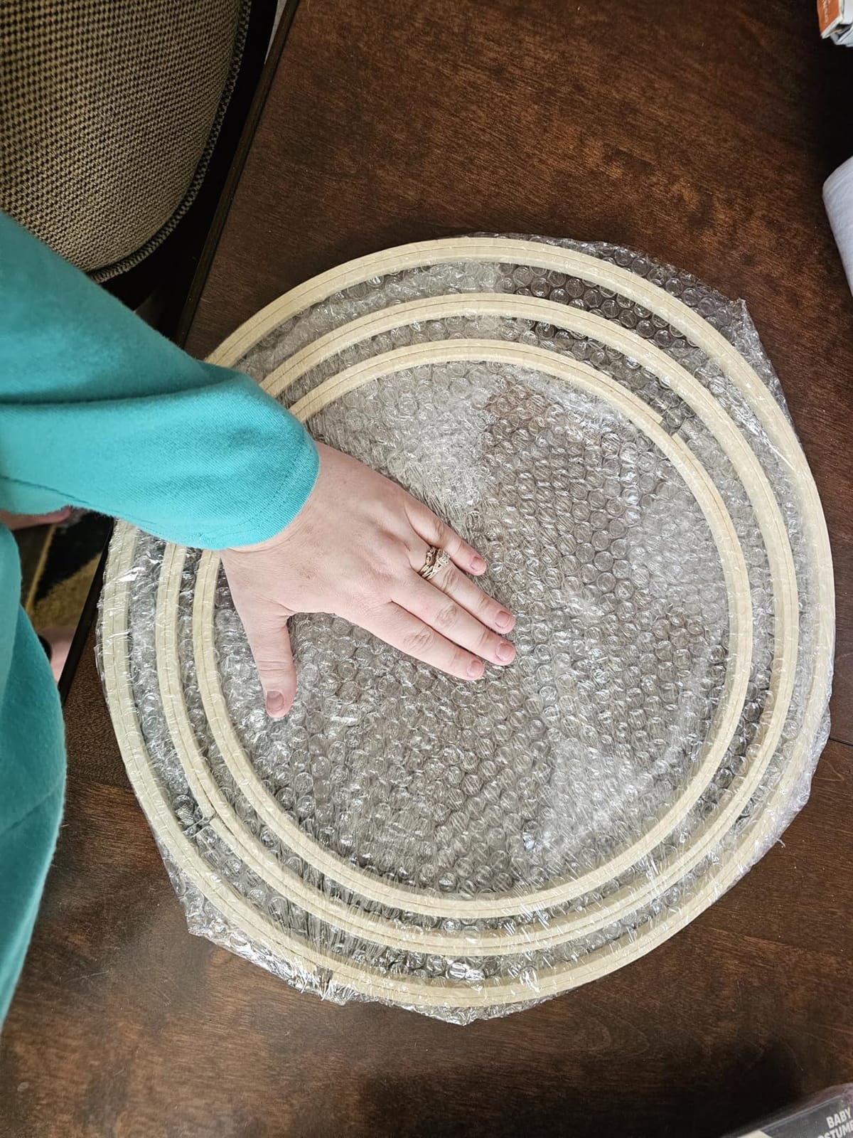 CroBlissful 3 Pcs Large Embroidery Hoop 12 14 16 Inch Round Wooden Kit customer photo 2