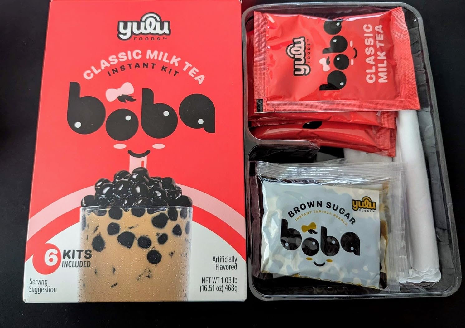 YULU FOODS Instant Bubble Pearls for Classic Milk Tea with Brown Sugar Flavor - 6 Servings customer photo 1