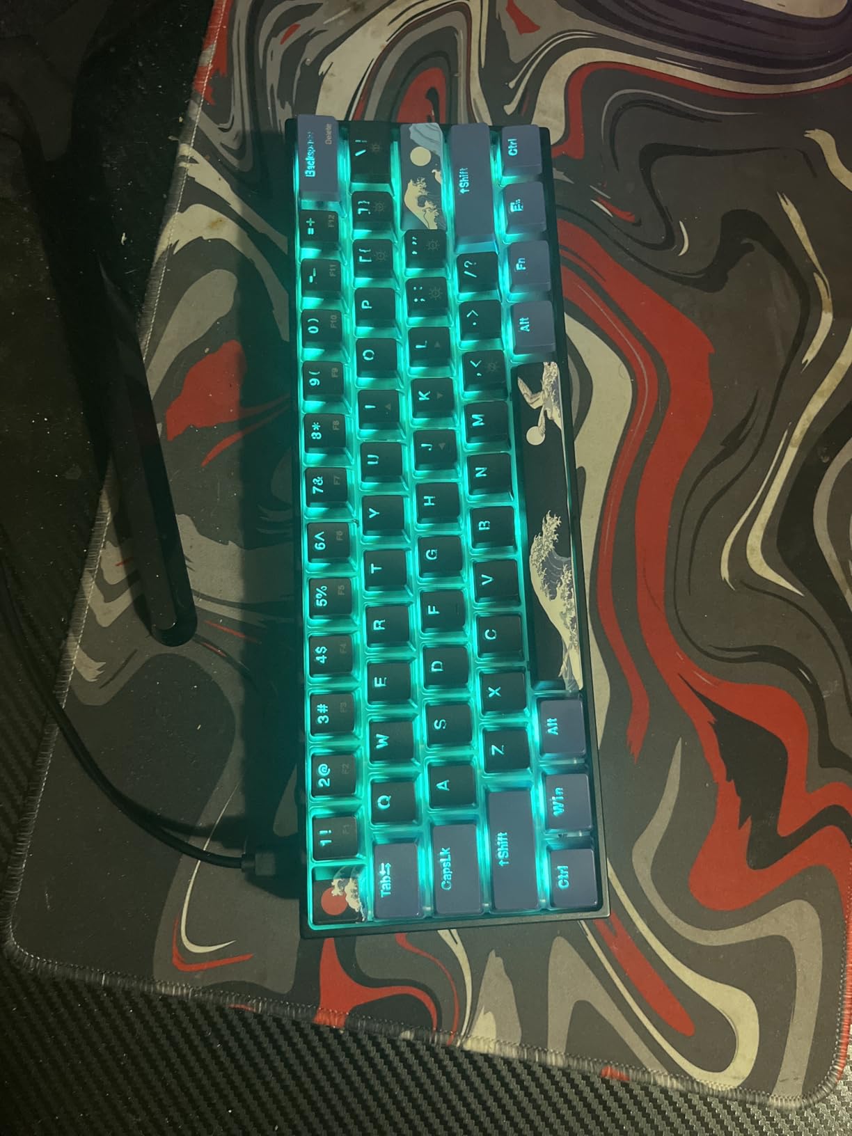 Womier 60% Percent Keyboard Gaming, Creamy Mechanical Wired Keyboard Anime | Hot-Swappable RGB Keyboard with PBT Keycaps for Windows PC Gamers - POM Linear Red Switch Black Kanagawa,WK61 PRO customer photo 1