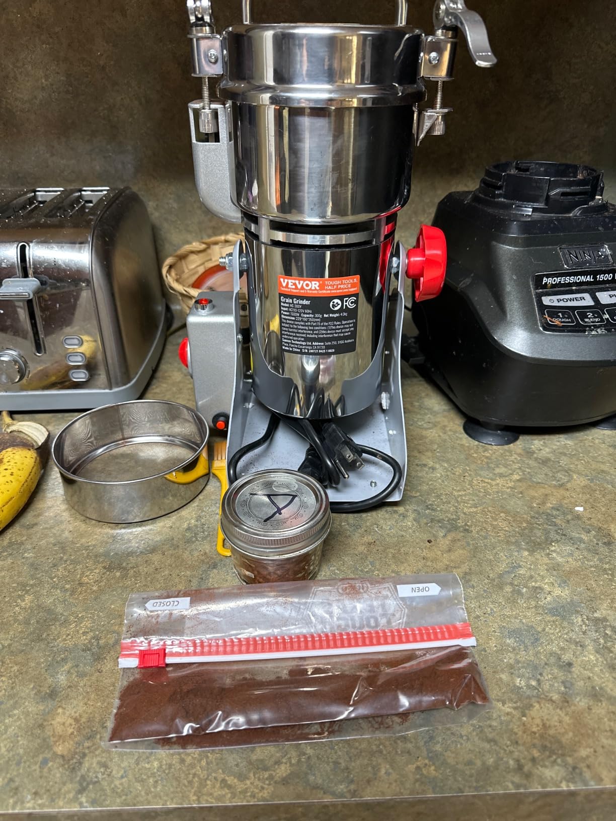 1000g Electric Grain Mill Grinder, High Speed 3000W Commercial Spice Grinders, Stainless Steel Pulverizer Powder Machine, for Dry Grains Spices Cereals Coffee Corn Pepper, Swing Type customer photo 1