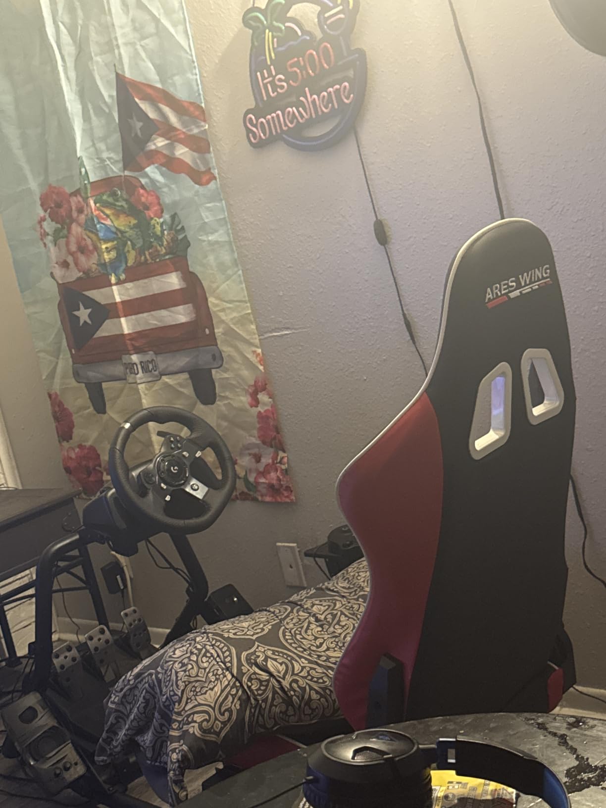 ARES WING Racing Simulator Cockpit with Seat, Blue customer photo 1