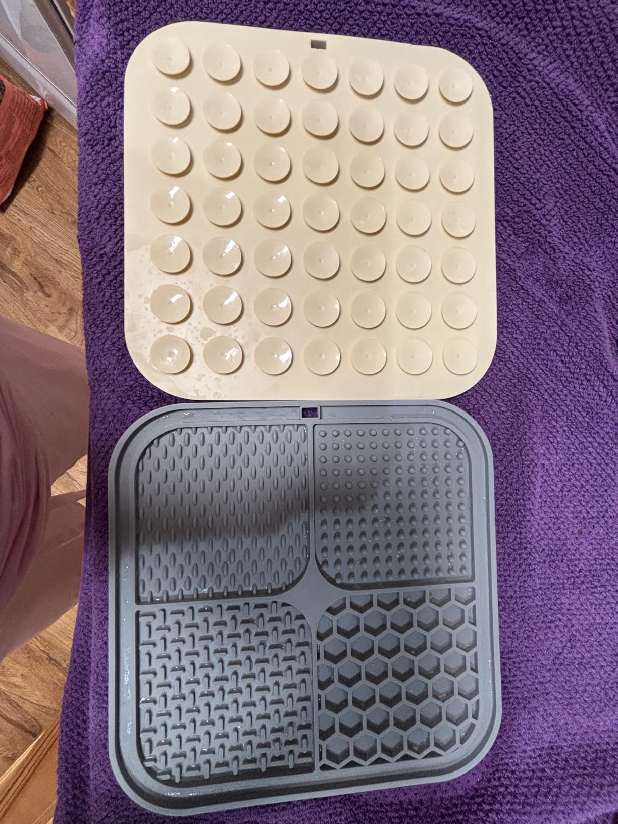 ChefAide 2 Pack Lick Mat for Dogs, Cats & Puppies with Suction Cups | 8.5×8.5 inch, Dog Anxiety Relief, Slow Feeder Dog Bowls, Ideal for Bathing, Grooming and Training, Relieves Boredom customer photo 2