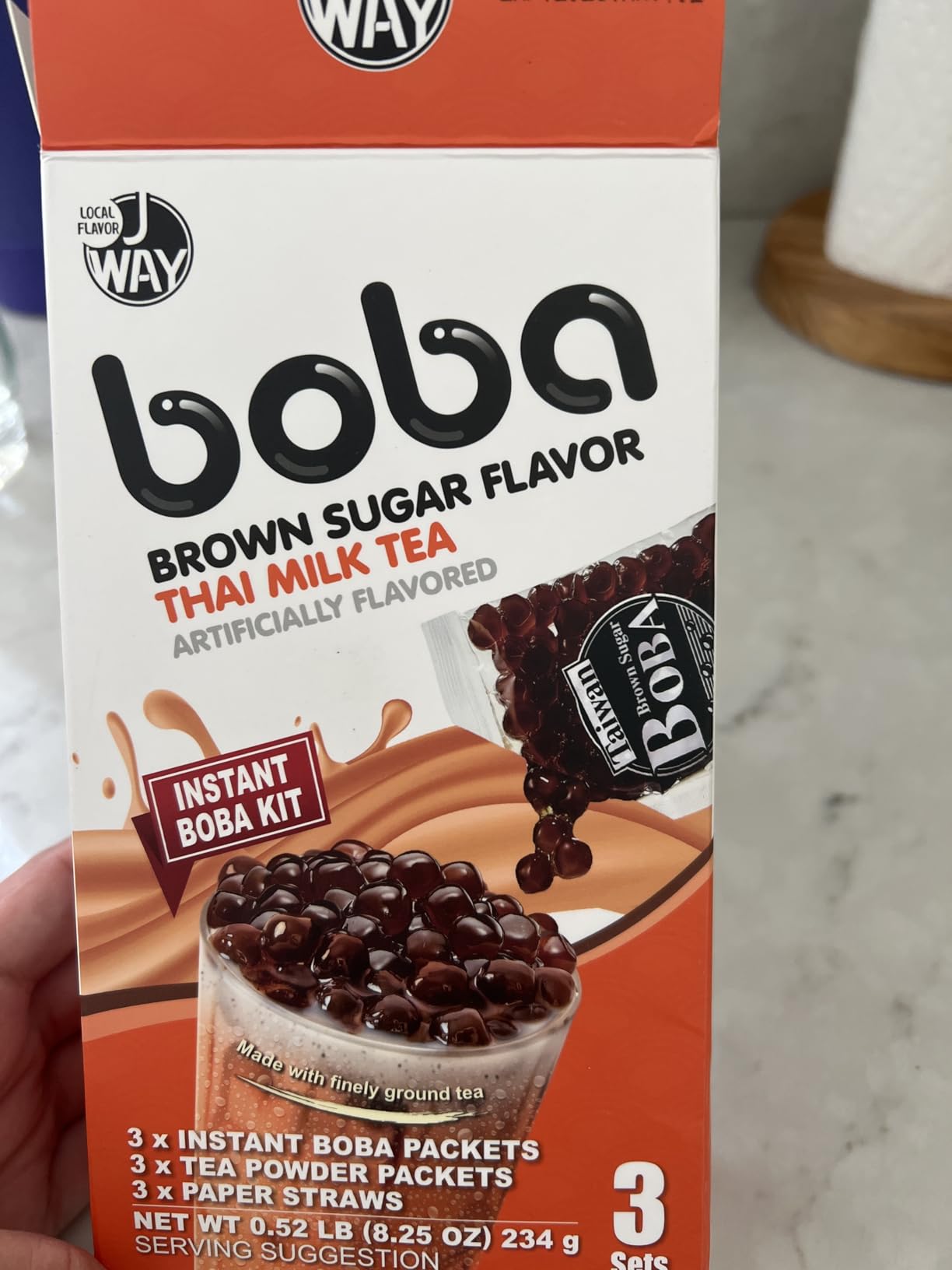 JWAY Instant Thai Milk Boba Tea Kit with Authentic Brown Sugar Tapioca Boba Pearls, Bubble Milk Tea Boba Set, Ready in Under 1 Minute, Paper Straws Included, 3 Servings customer photo 2