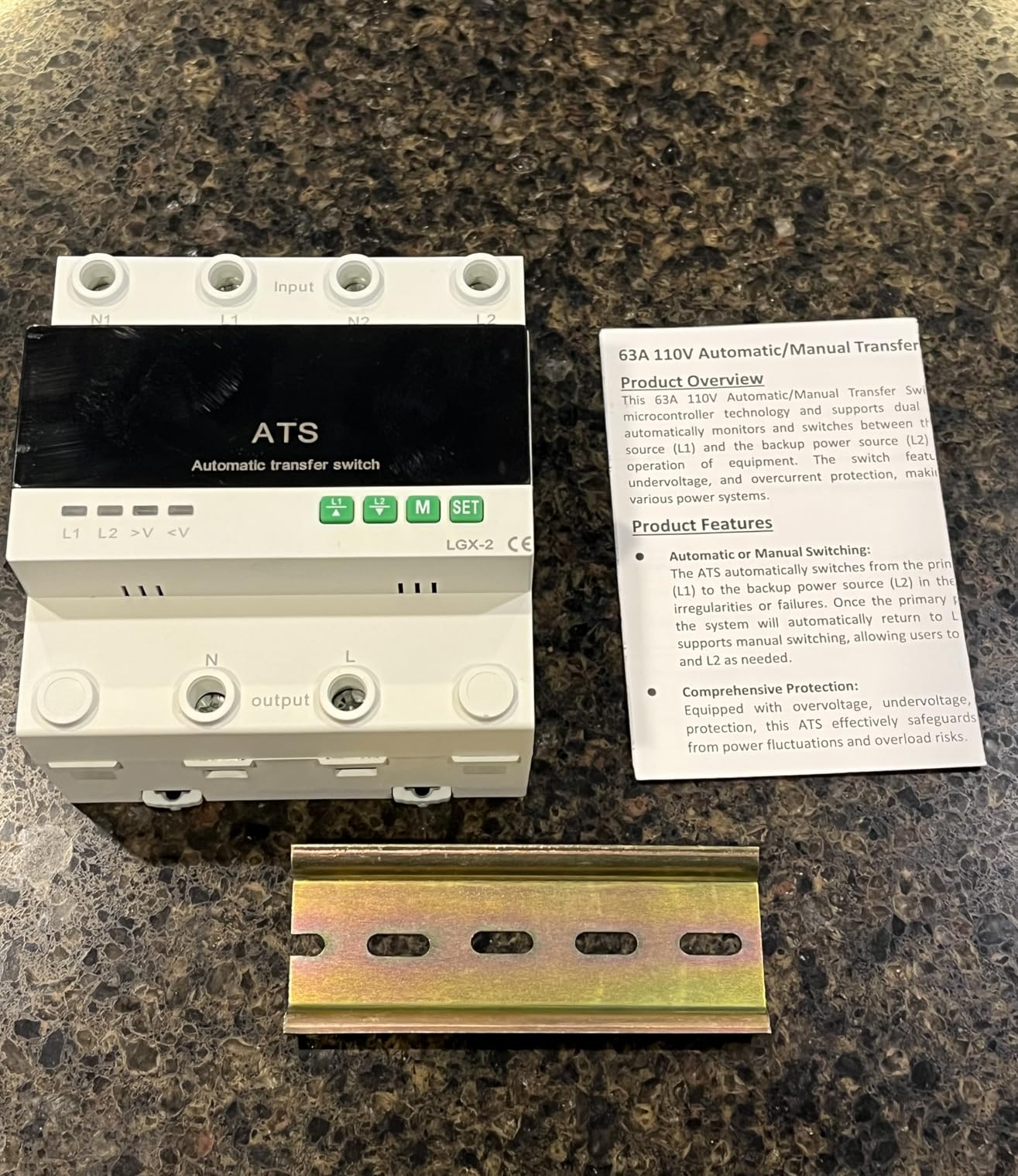 63A 110V Automatic/Manual Transfer Switch, DIN Rail Mount 110V for Generator Backup Power & Gas Furnace, 50/60Hz, LED Display, CE Certified customer photo 1