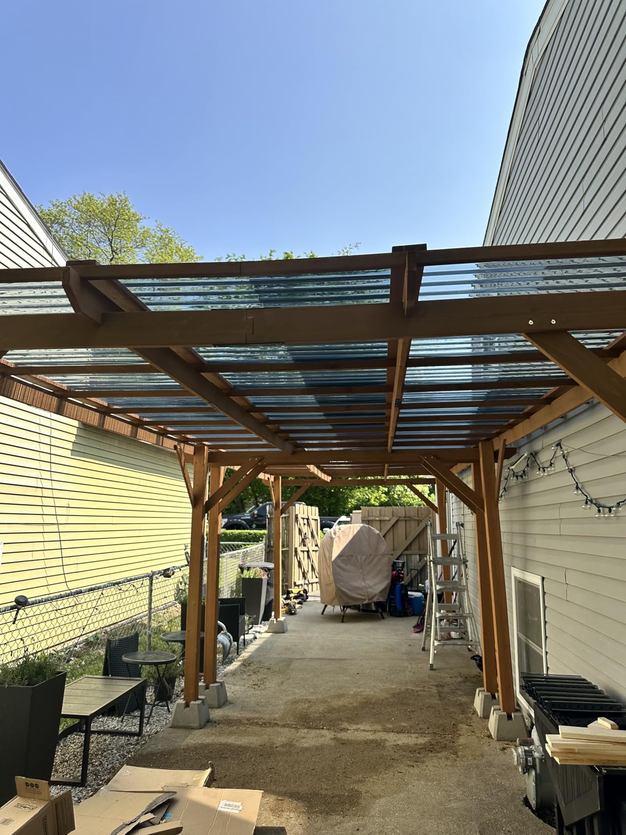 Outsunny 10' x 13' Outdoor Pergola Wood Gazebo Stable Structure Dark Brown | Grape Trellis, Concrete Anchors, Climbing Plant Support, Garden, Patio, Backyard, Deck customer photo 2