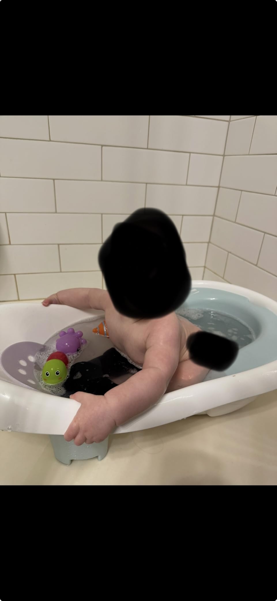 Fisher-Price Baby to Toddler Bath 4-in-1 Sling 'N Seat Tub with Removable Infant Support and 2 Toys, Pacific Pebble customer photo 2
