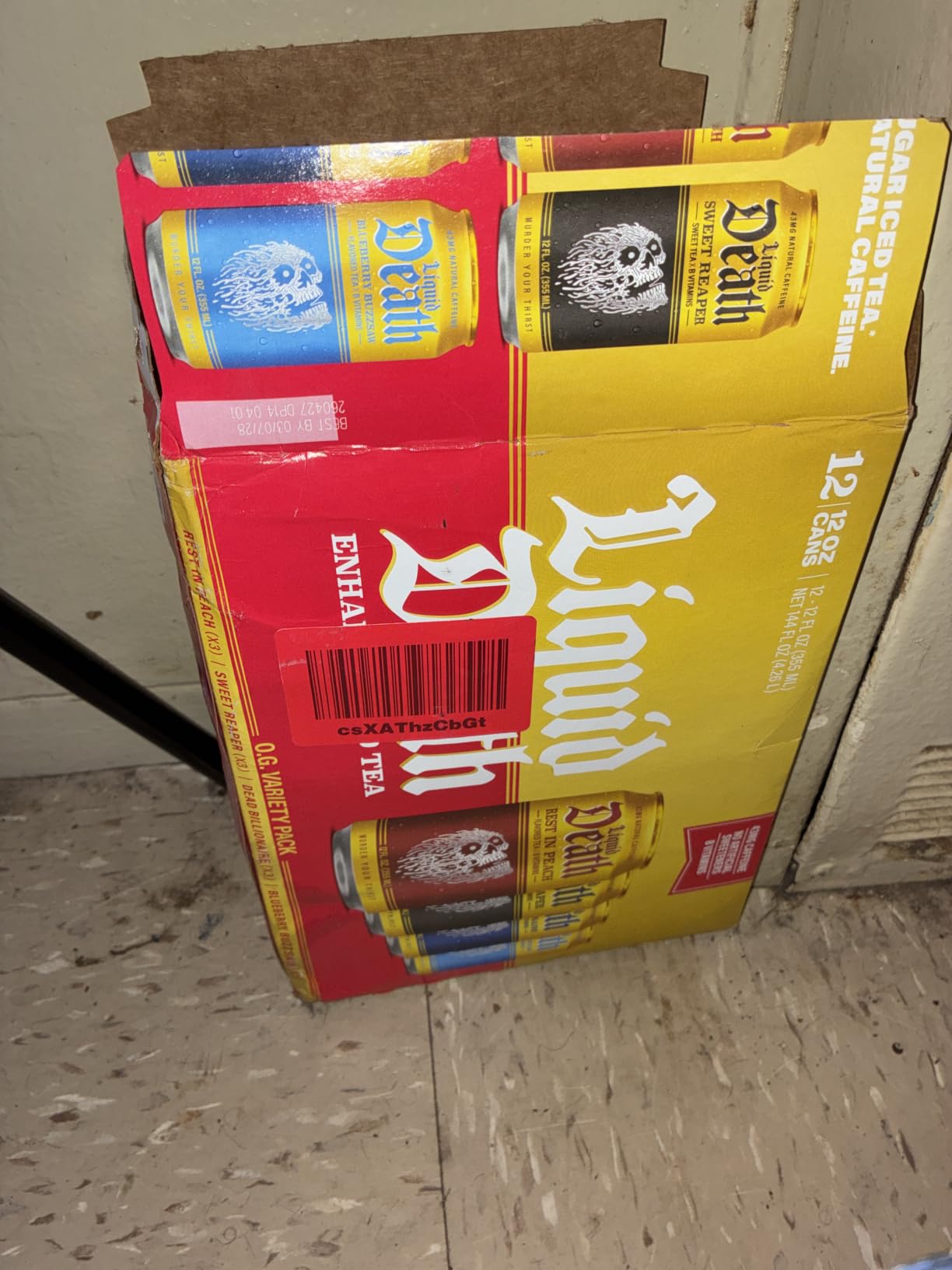 Liquid Death Iced Tea - O.G. Variety, Less Sugar, Boost of Caffeine, B Vitamins, No Artificial Sweeteners, 4 Flavors, 12 Fl Oz (Pack of 12) customer photo 2