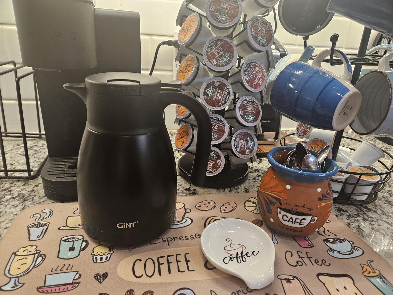 GiNT 2.2L / 74Oz Thermal Coffee Carafe, Insulated Stainless Steel Coffee Carafes for Keeping Hot/Double Walled Vacuum Thermal Carafe (Black) customer photo 2