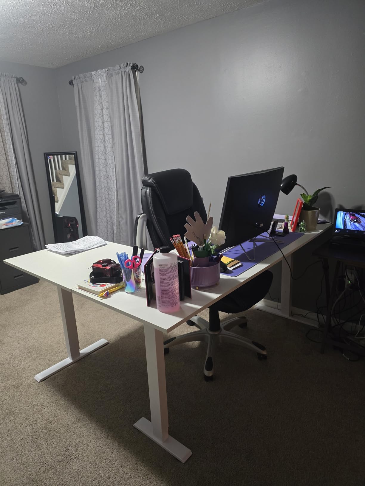 Casaottima 63 Inch L Shaped Electric Standing Desk, Home Office, White | Reversible Corner Desk with Height Adjustment, Ergonomic Sit Stand Table for Home Office, Computer Workstation customer photo 1
