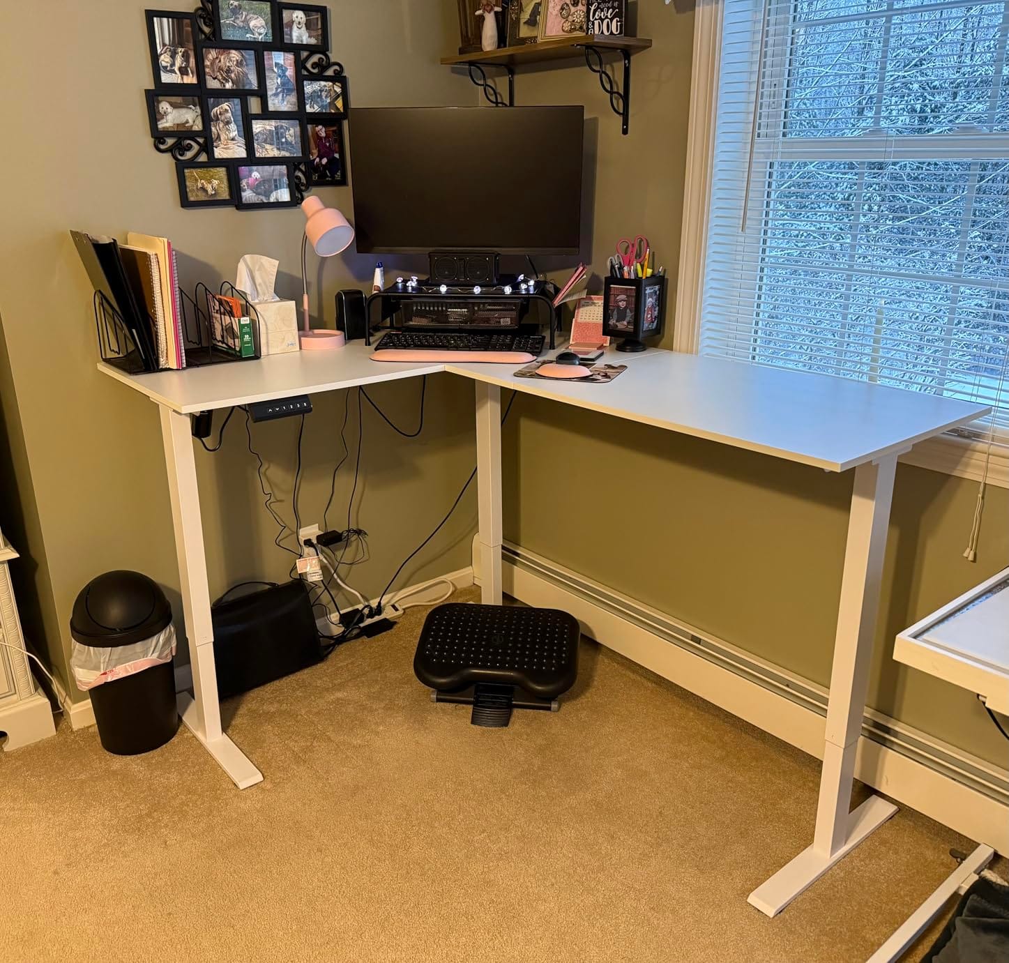 Casaottima 63 Inch L Shaped Electric Standing Desk, Home Office, White | Reversible Corner Desk with Height Adjustment, Ergonomic Sit Stand Table for Home Office, Computer Workstation customer photo 2