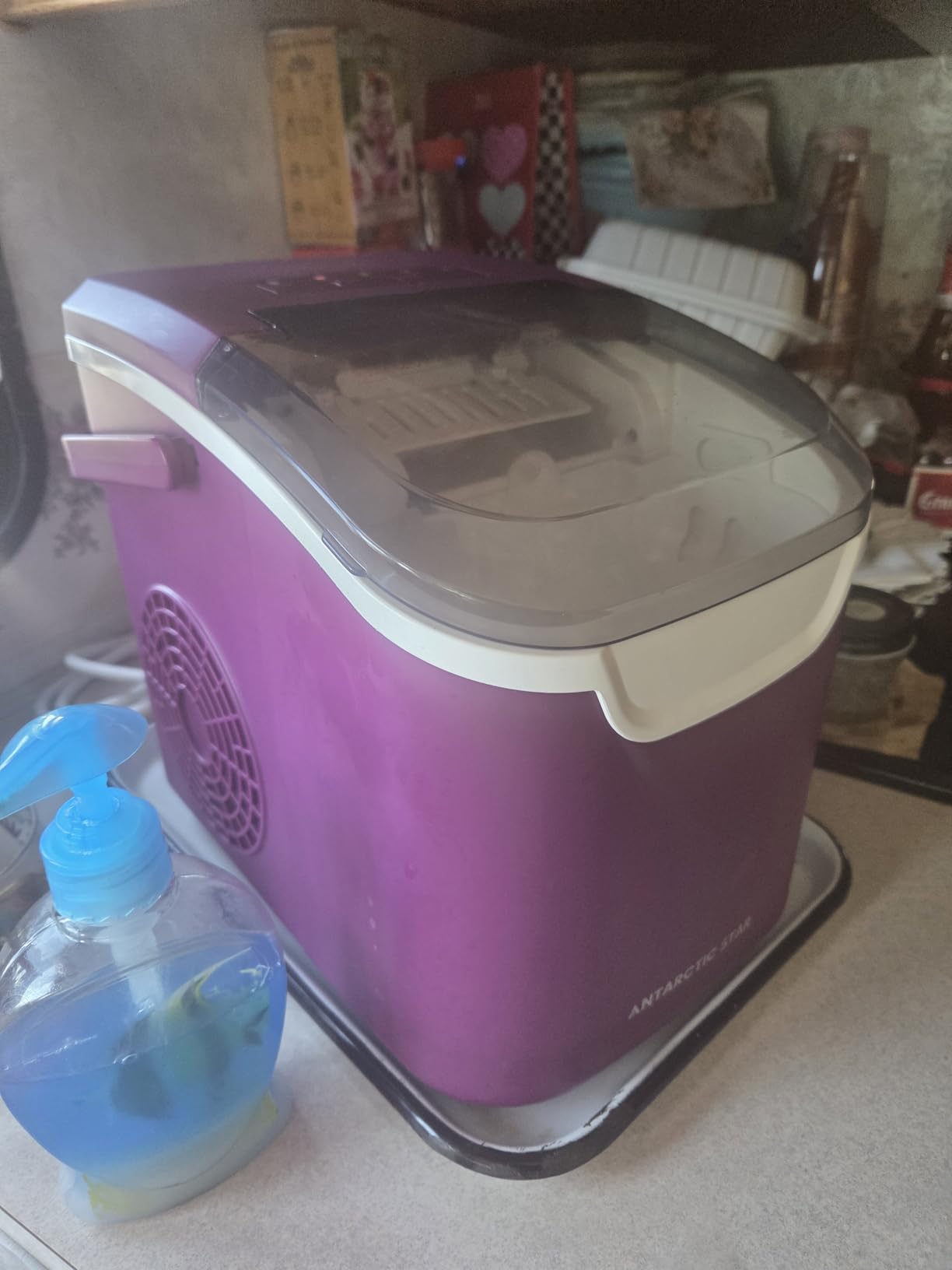 Antarctic Star Countertop Ice Maker Machine, 26Lbs/Day Fastest 6-Min Ice | 8 bullet ice in 6min, 2 sizes, energy-saving, portable handle, Self-Cleaning, basket/scoop for Home/bar/RV/camping. Black customer photo 2