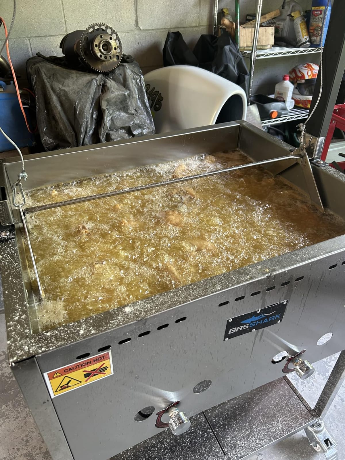 12 Gallon Deep Fryer or Cajun Crawfish Boiler Cart | Multi Purpose | Basket Lift | Portable 4 Wheels | Stainless Steel | Outdoor Propane Frying for Chicken Fish Turkey | Seafood Boil | Patent Pending customer photo 2