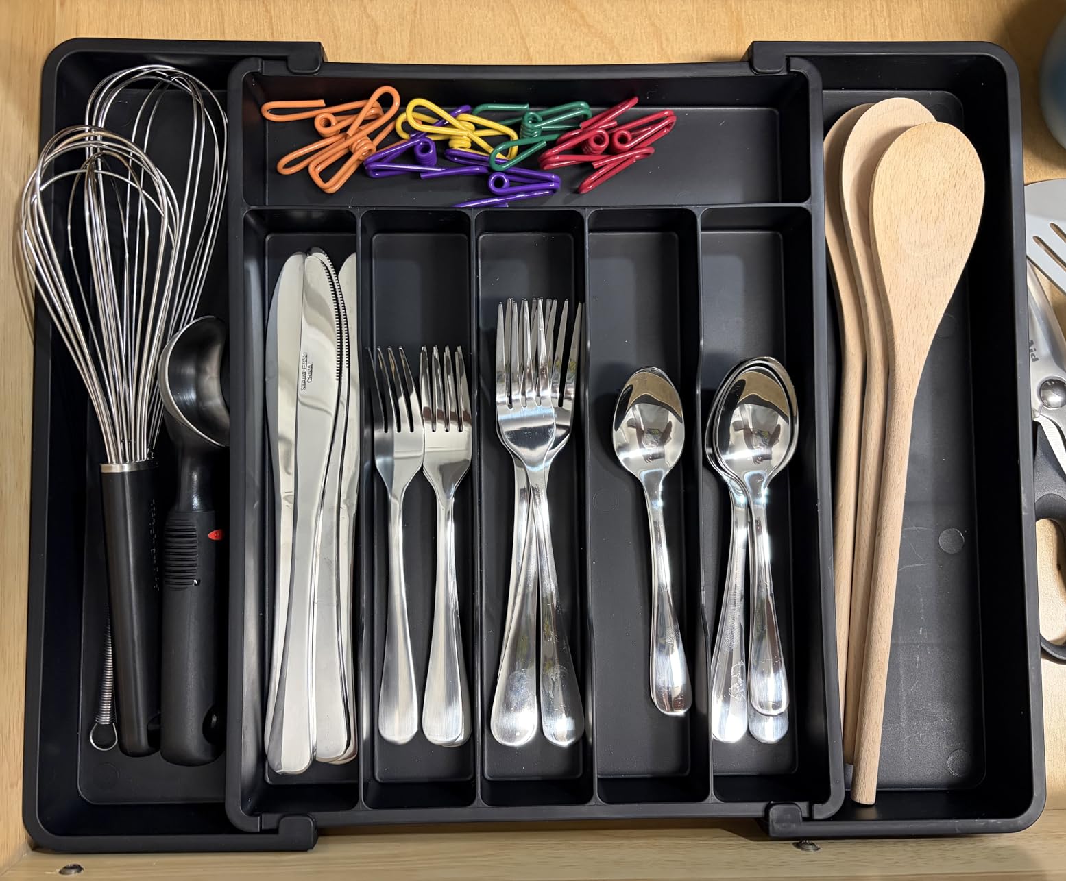 Lifewit Expandable Silverware Drawer Organizer, Kitchen Utensil Tray | BPA-free Plastic Flatware Cutlery Holder, Space-Saving Storage for Spoons Forks Knives, 8-13.8 x 11.2 x 1.4