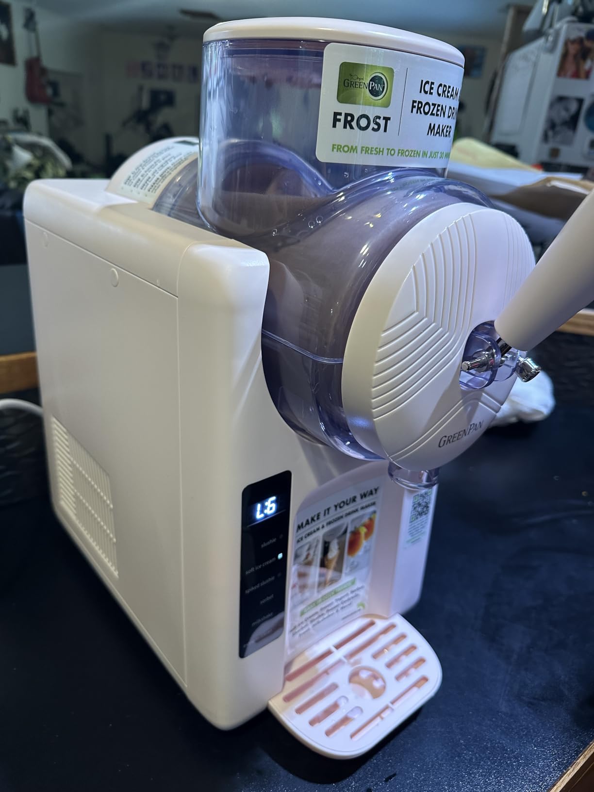 GreenPan Frost Ice Cream Maker & Slushie Machine, Soft Serve, Sorbet, Margaritas, Milkshakes, Frozen Yogurt, No Pre-Freezing, Ready in 15 Mins, 6 Modes, 7 Textures, Self-Cleaning, Family Size, Pink customer photo 2