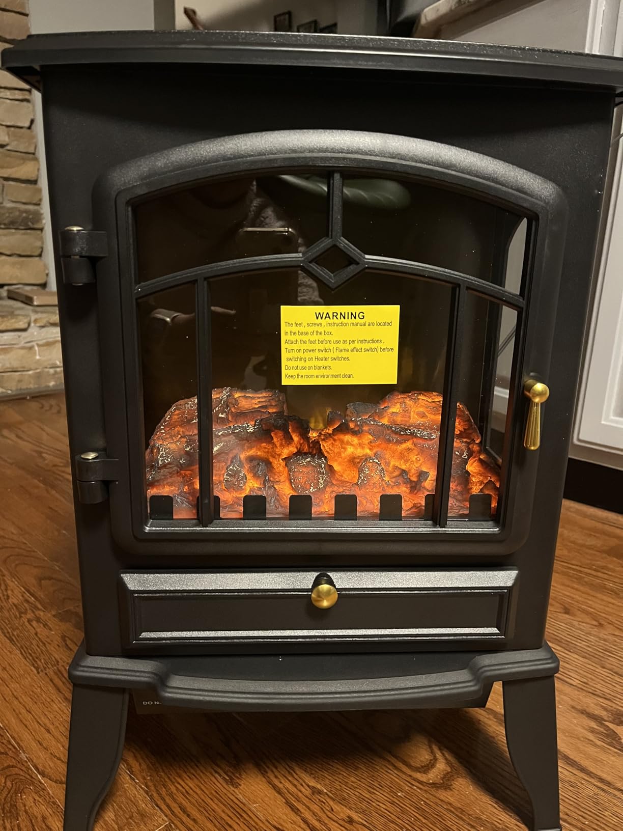 ZAFRO Electric Fireplace Stove with Dual Heat & Flame-Only Mode, 5100 BTU | 1000W/1500W Settings for Fast Warmth, Built-In Thermostat, ETL, Overheat Protection, for Living Room, Bedroom, 22 in customer photo 2