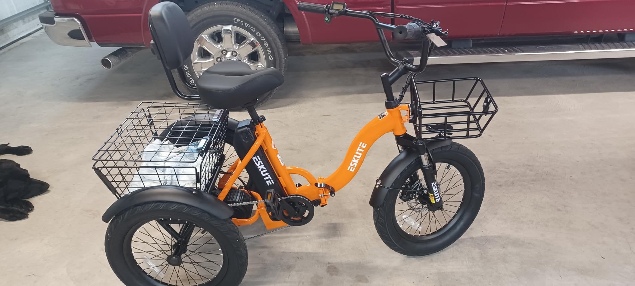 ESKUTE E Trike Electric Bike, Peak 1200W Brushless Motor Folding Trike 18X3.0 Fat Tire Ebike, 624Wh Removable Battery, Step-Thru 3 Wheel Electric Bicycle, Up to 55 Miles, 18MPH+ Tricycle for Adults customer photo 1