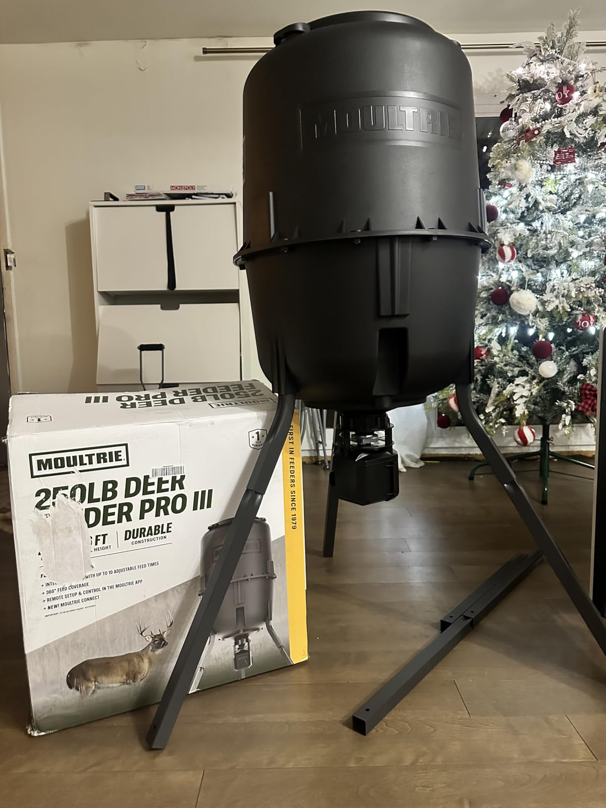 Moultrie 250 Lb Pro Hunter III Tripod Feeder - Bluetooth App Control | Bluetooth App Control, pairs with Edge 3, 10 daily feed times, large 250 lb capacity, solar ready, easy programming customer photo 1
