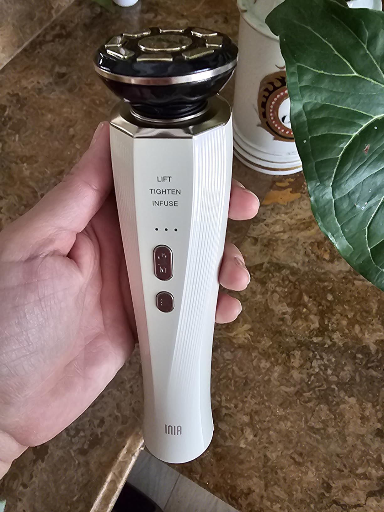 INIA Flare 3-in-1 Red Light Therapy Beauty Device for Face & Neck Pink - Reduce Puffiness, Support Skin Firmness customer photo 1