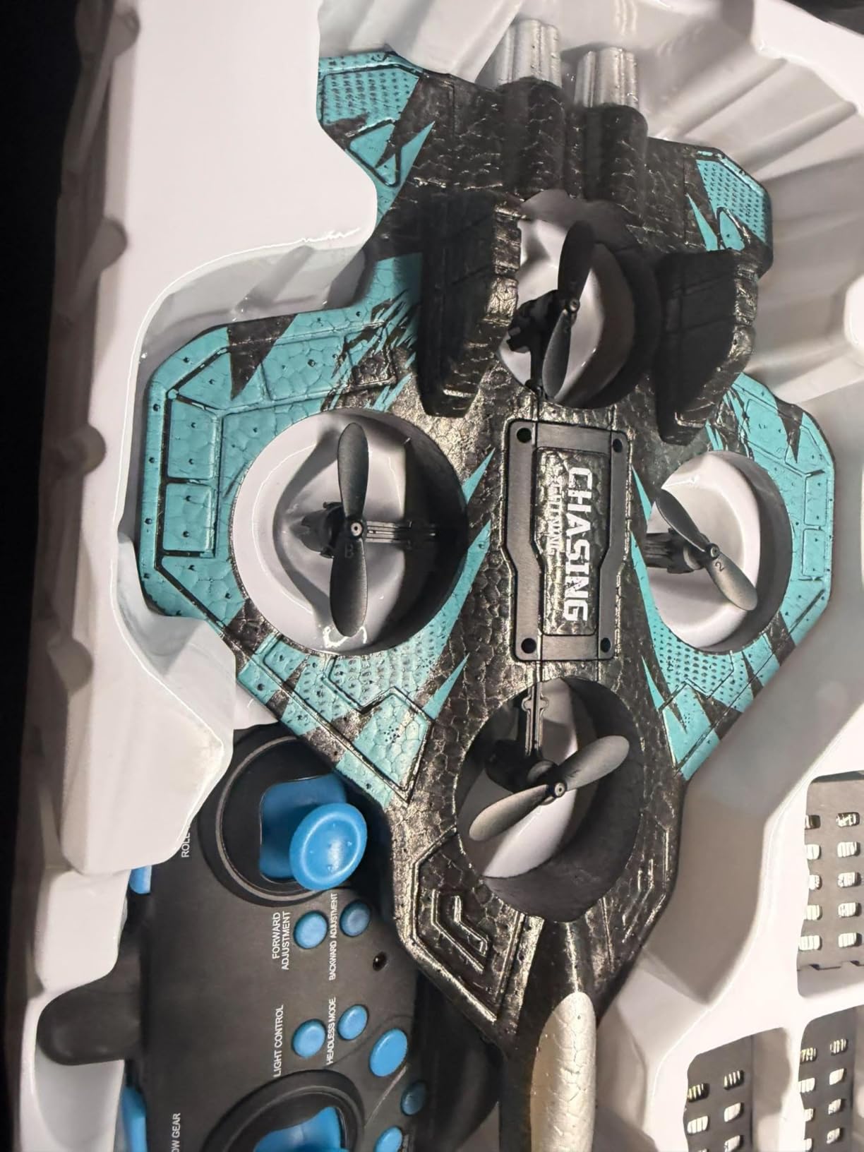 Foam RC Airplane with Cool Led Light, 360° Flip and Headless Mode, Remote Control Airplane RC Plane for Kids Adults Aged 6+, RC Flying Toy for Kids, Birthday Gift - Black Blue customer photo 1